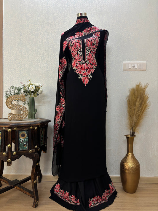 Black Pure Georgette Kashmiri Suit