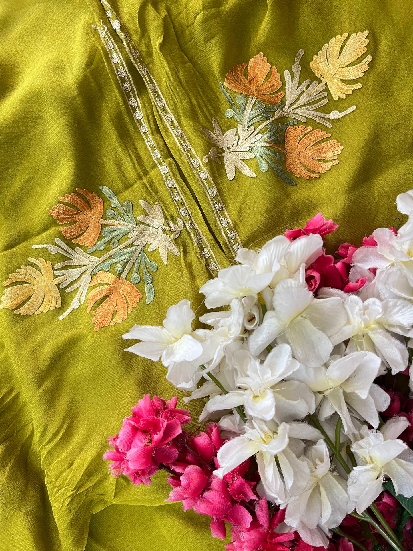 Pistachio Green Pure Georgette Kashmiri Suit