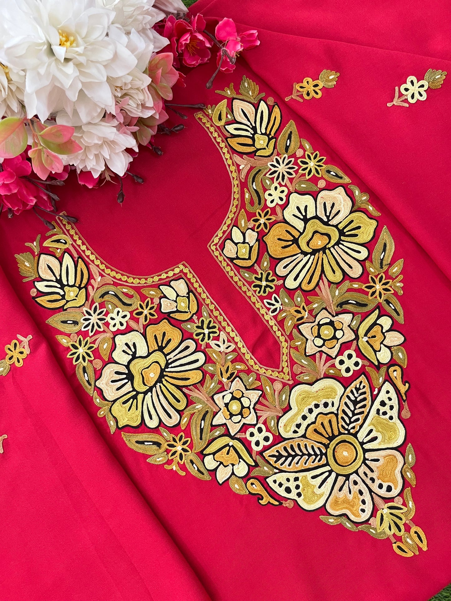 Red Cotton Unstitched Cord Set