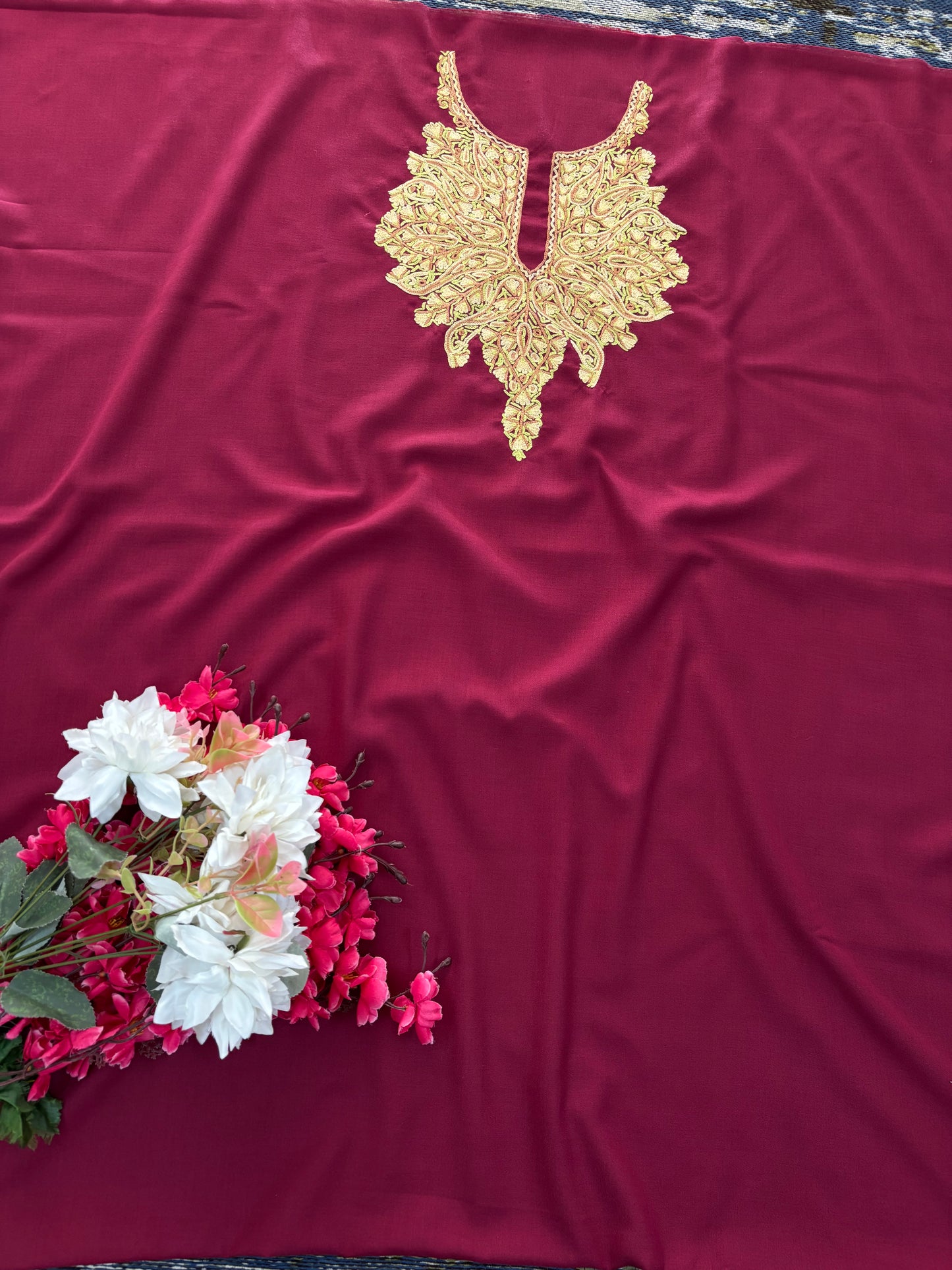 Maroon Cotton Cord Set (Hand Embroidered)