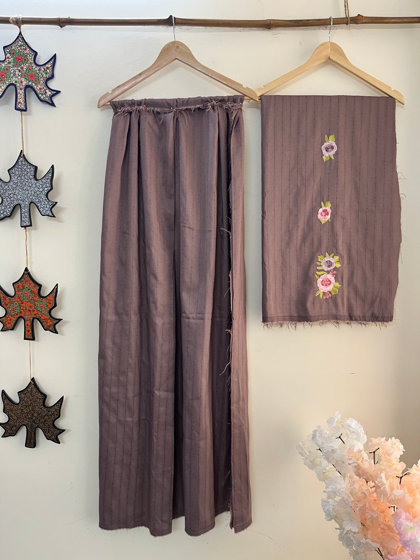 Ash Muslin Cotton Striped Pattern Unstitched Co-ord Set