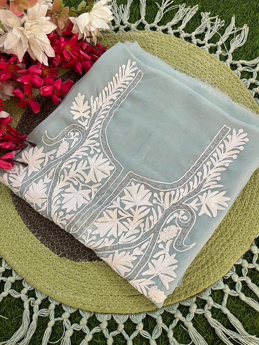 Soft Blue Georgette Kashmiri Kurta Material