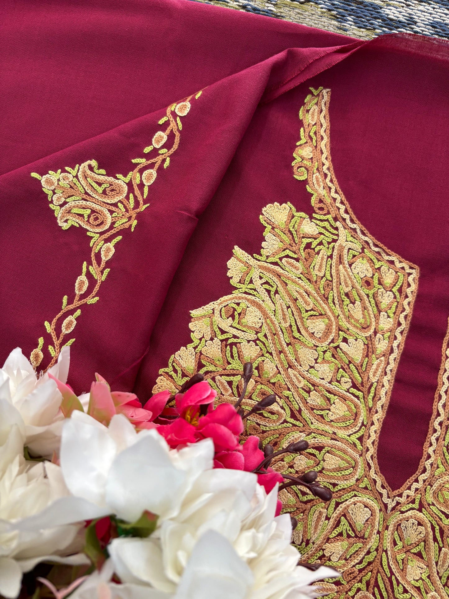 Maroon Cotton Cord Set (Hand Embroidered)