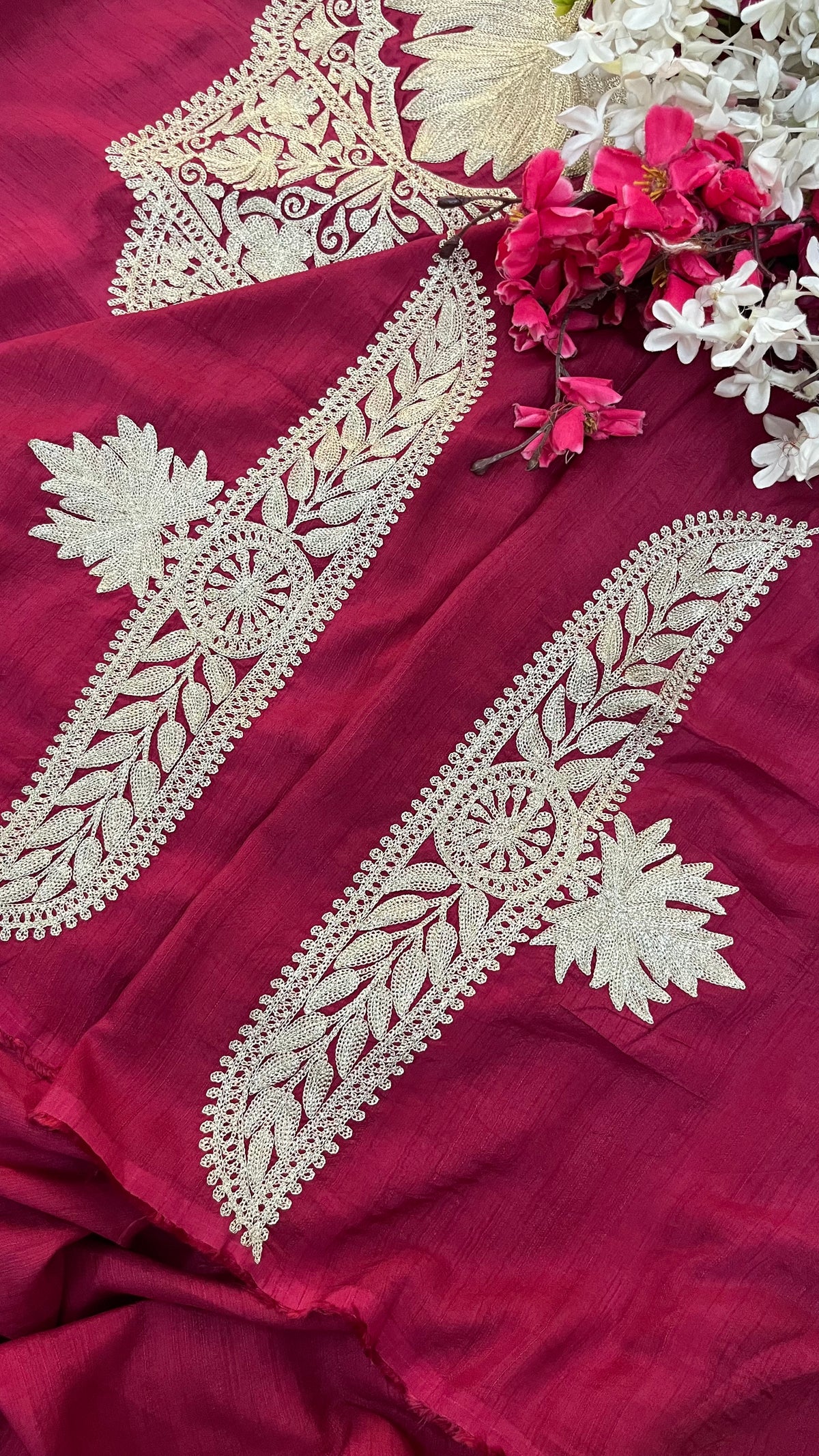 Hot Pink Silk Tilla Embroidered Suit