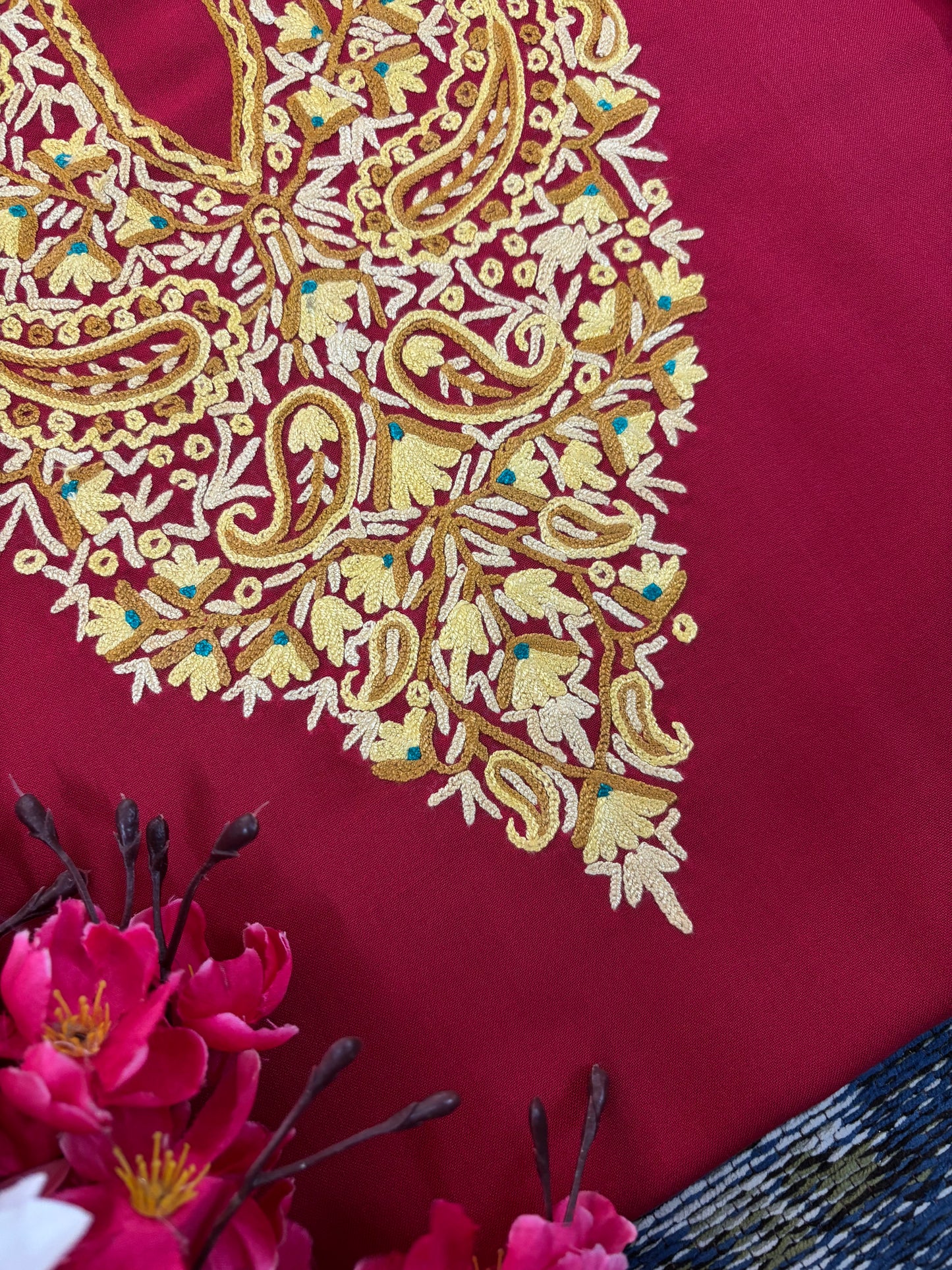 Red Cotton Cord Set (Hand Embroidered)