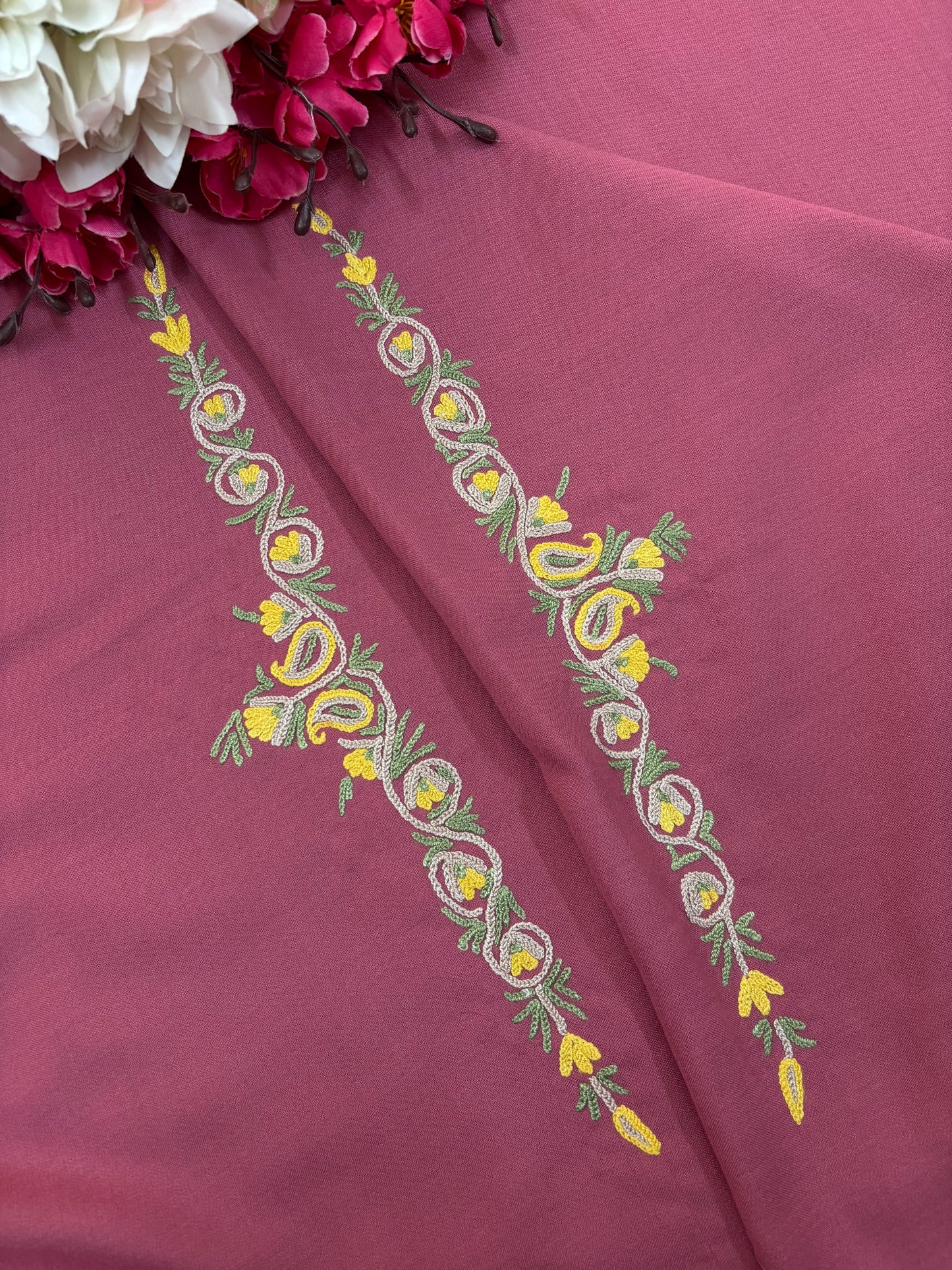 Pink Cotton Cord Set (Hand Embroidered)
