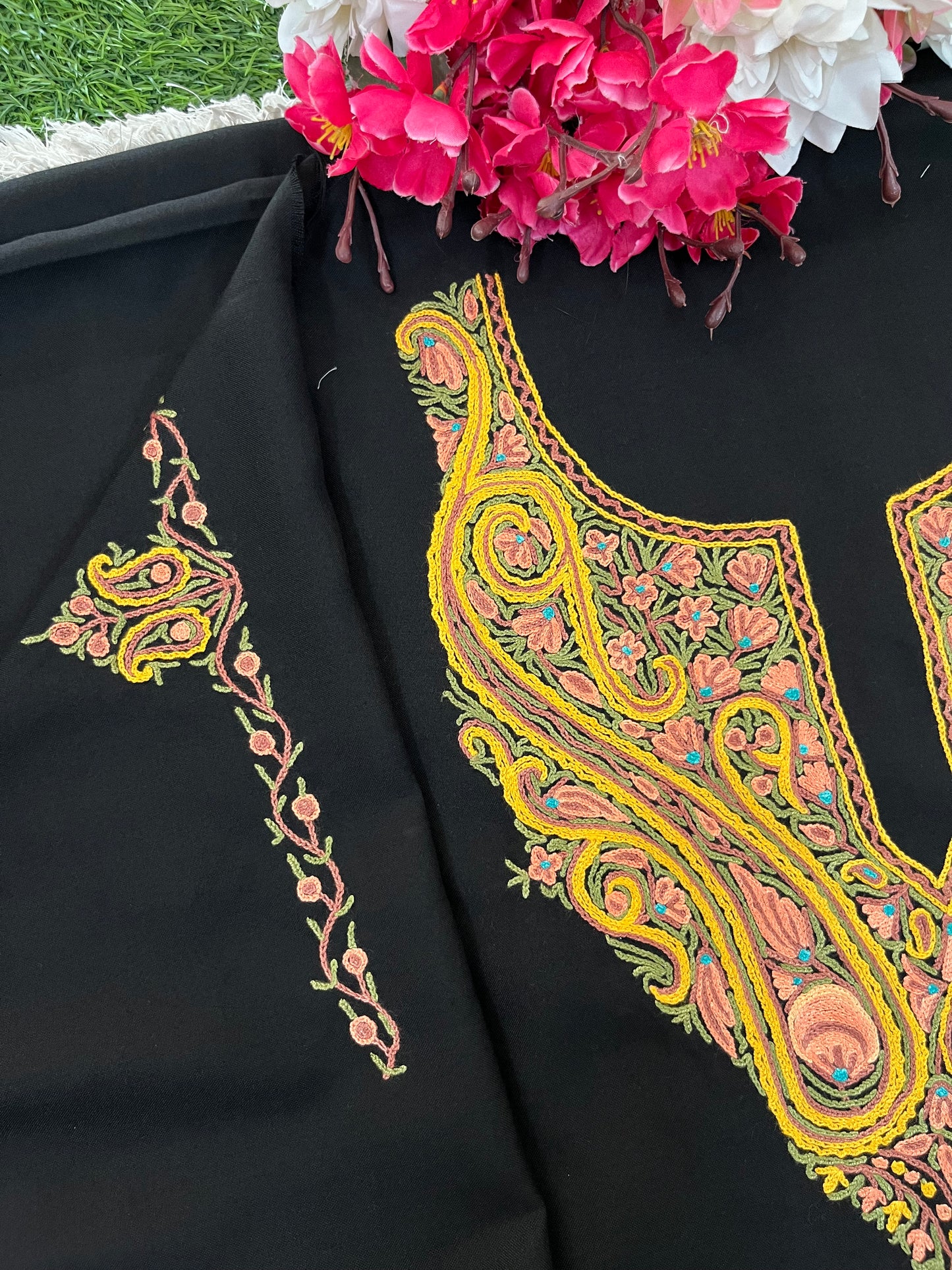 Black Cotton Cord Set (Hand Embroidered)