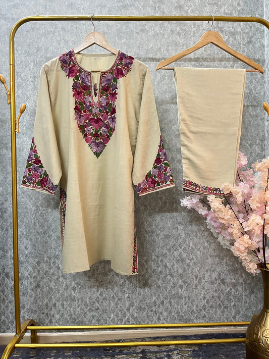 Off White Cotton Stitched Co-ord Set (40)