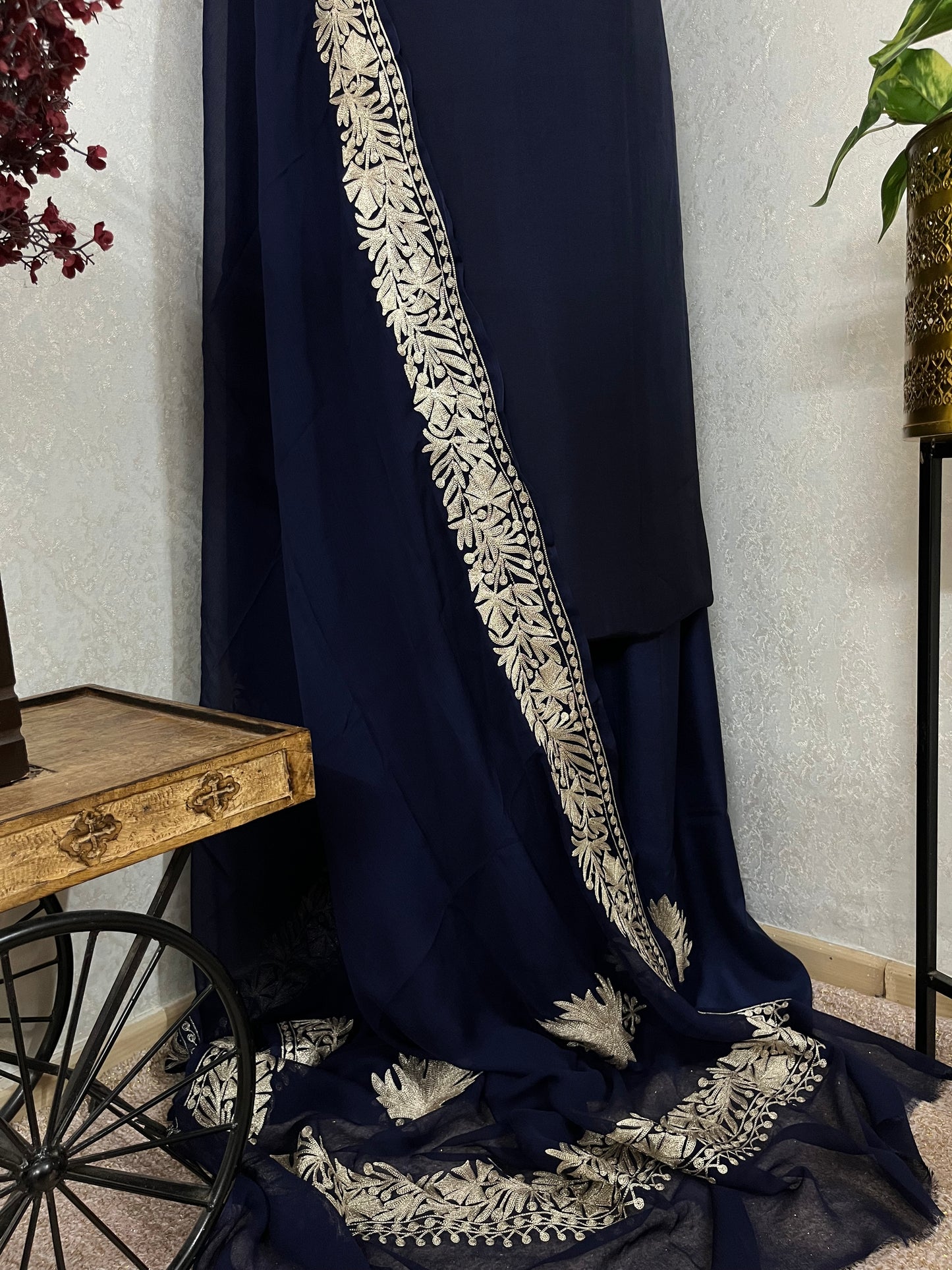 Navy Blue Sanam’ Tilla Kashmiri Silk Suit