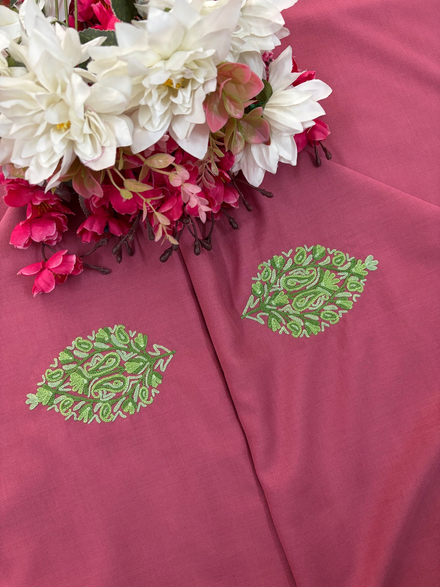 Pink Cotton Cord Set (Hand Embroidered)