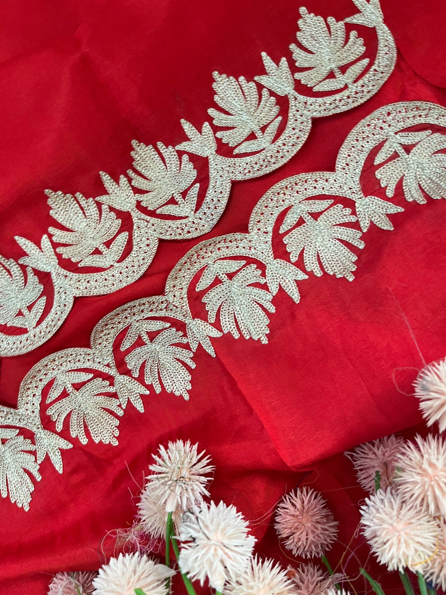 Red Sanam’ Silk Tilla Kashmiri Suit