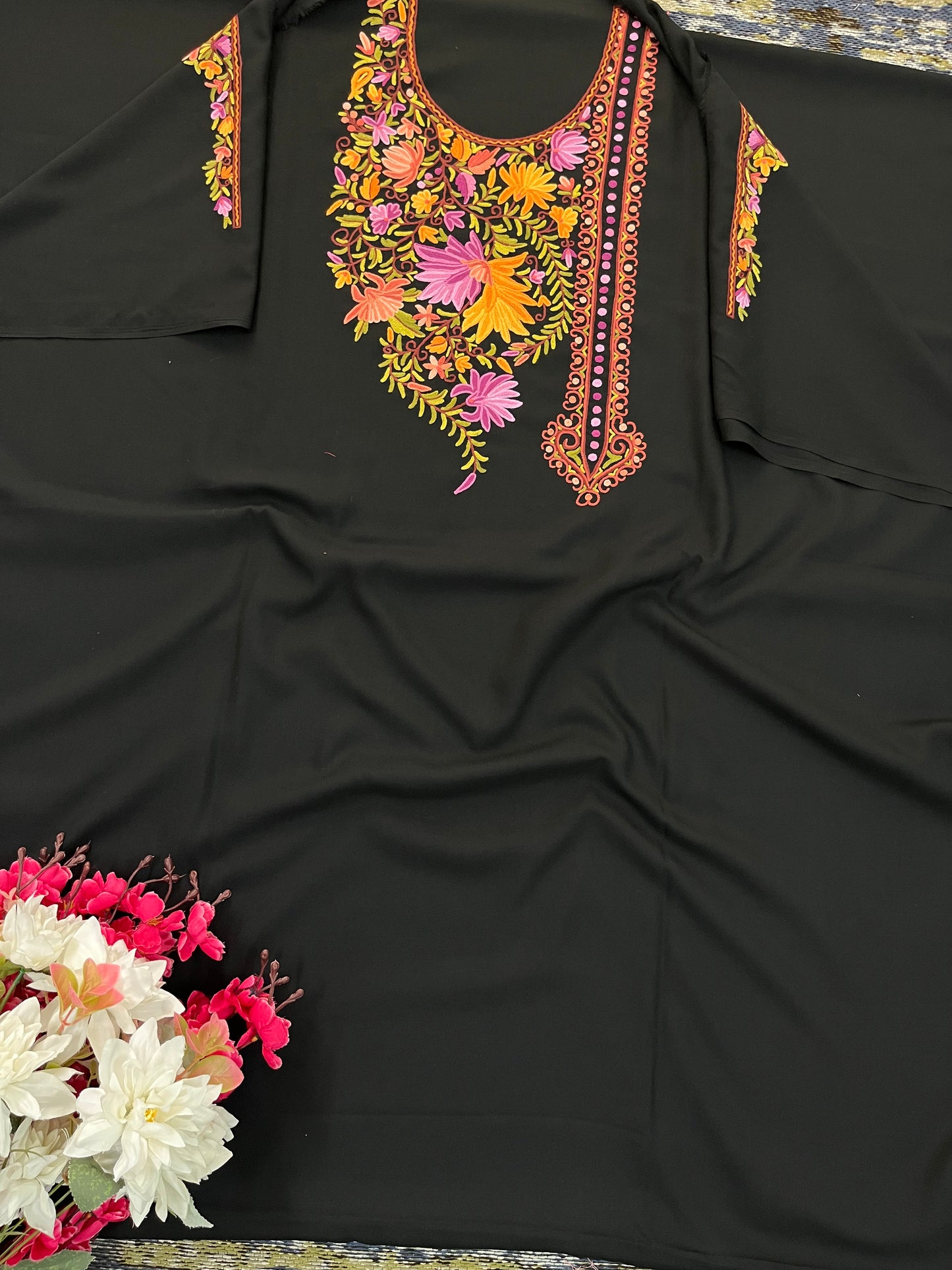 Black Cotton Cord Set (Hand Embroidered)