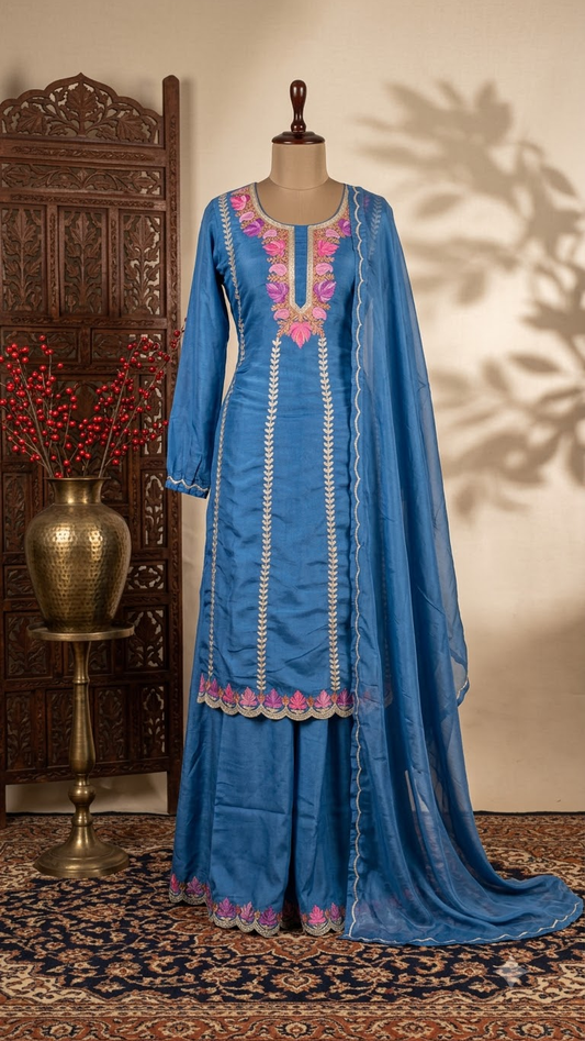 Sanam’ Silk Aari Embroidered Suit material