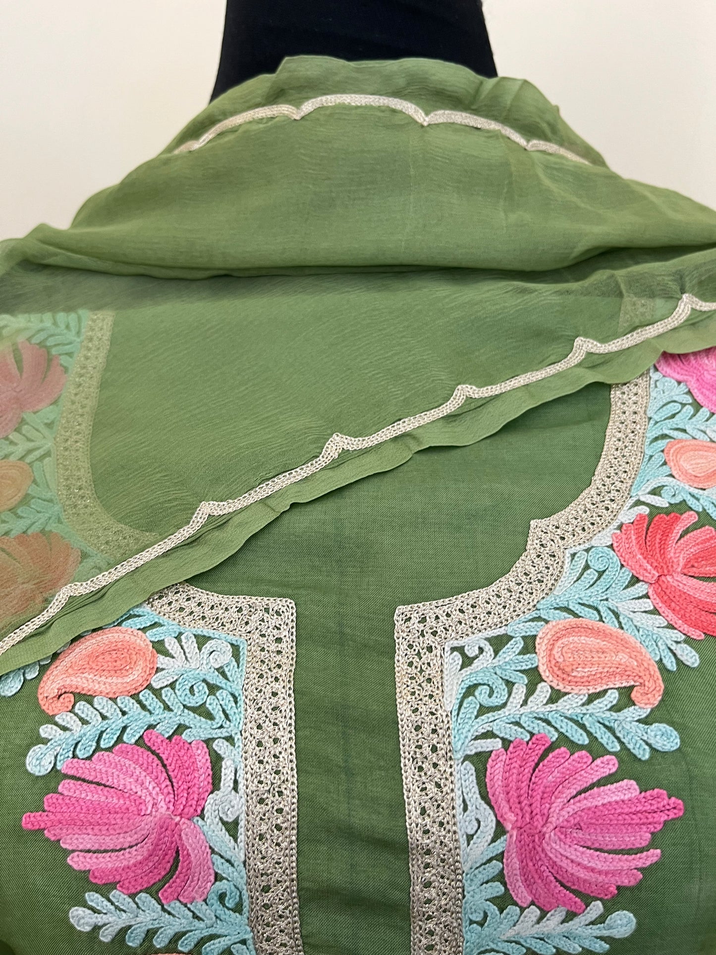 Sanam’ Silk Aari Embroidered Suit material