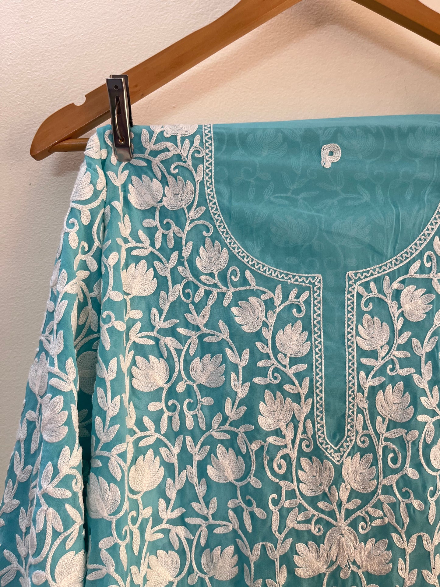 Georgette Front Back Jaal Kashmiri Semi Stitched Kurta