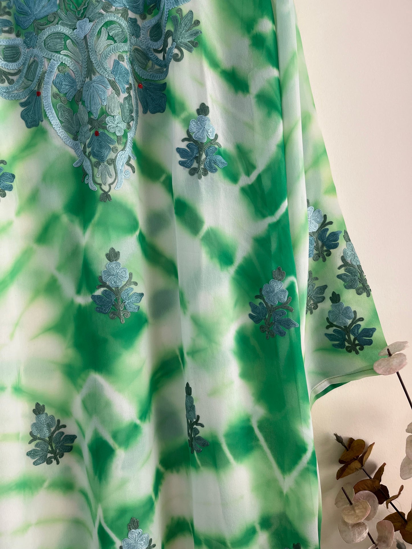 Georgette Aari Embroidered Stitched Kurta