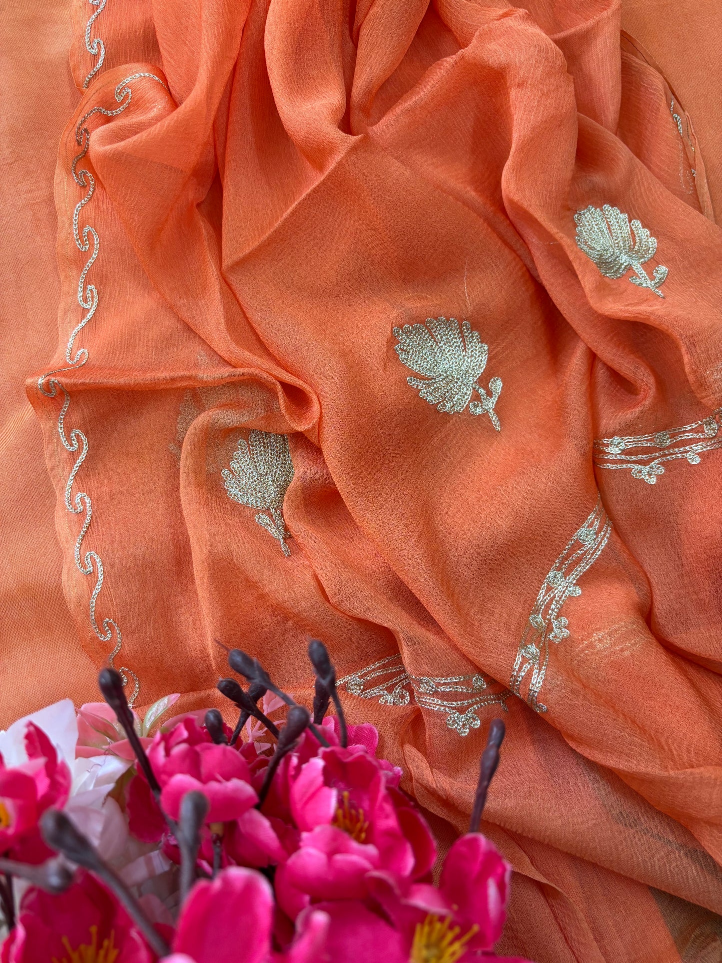 Sanam’ Peach Silk Tilla Kashmiri Suit