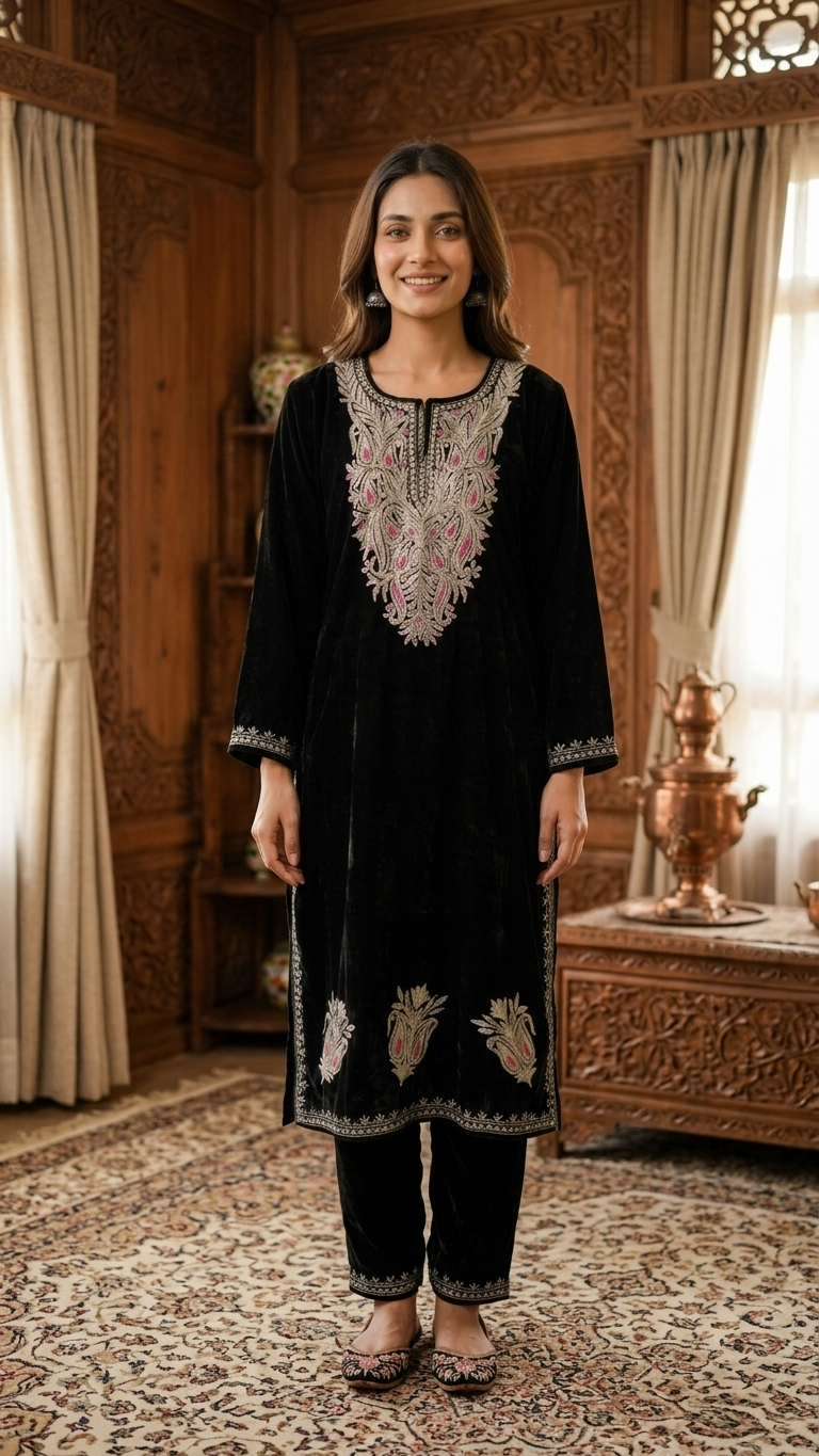 Black Velvet Tilla Pheran (Size 50)