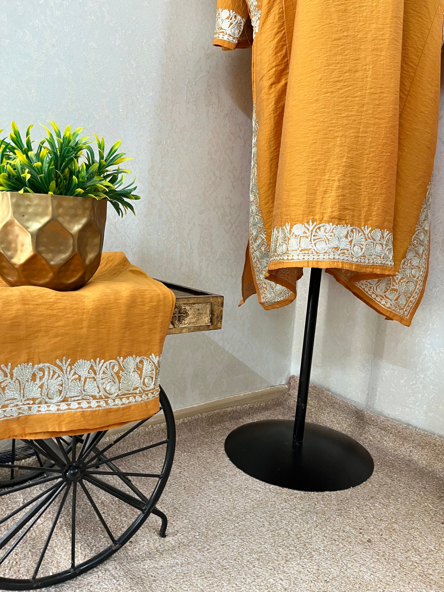 Orange Cotton Kashmiri Pheran Set (48)