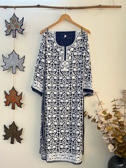 Georgette Front Back Jaal Kashmiri Semi Stitched Kurta