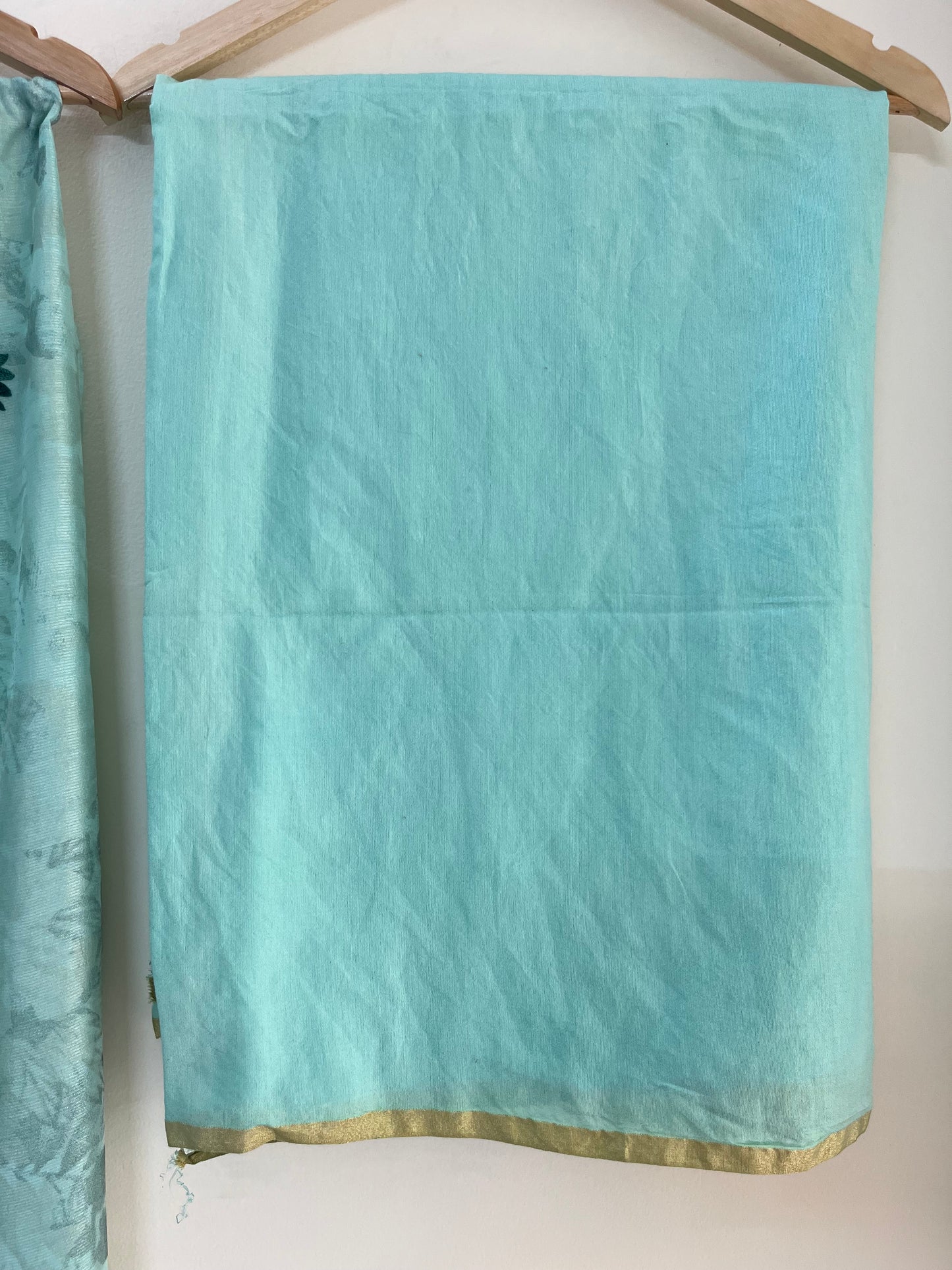 Mint Green Self Work Satin Cotton Unstitched Co-ord Set