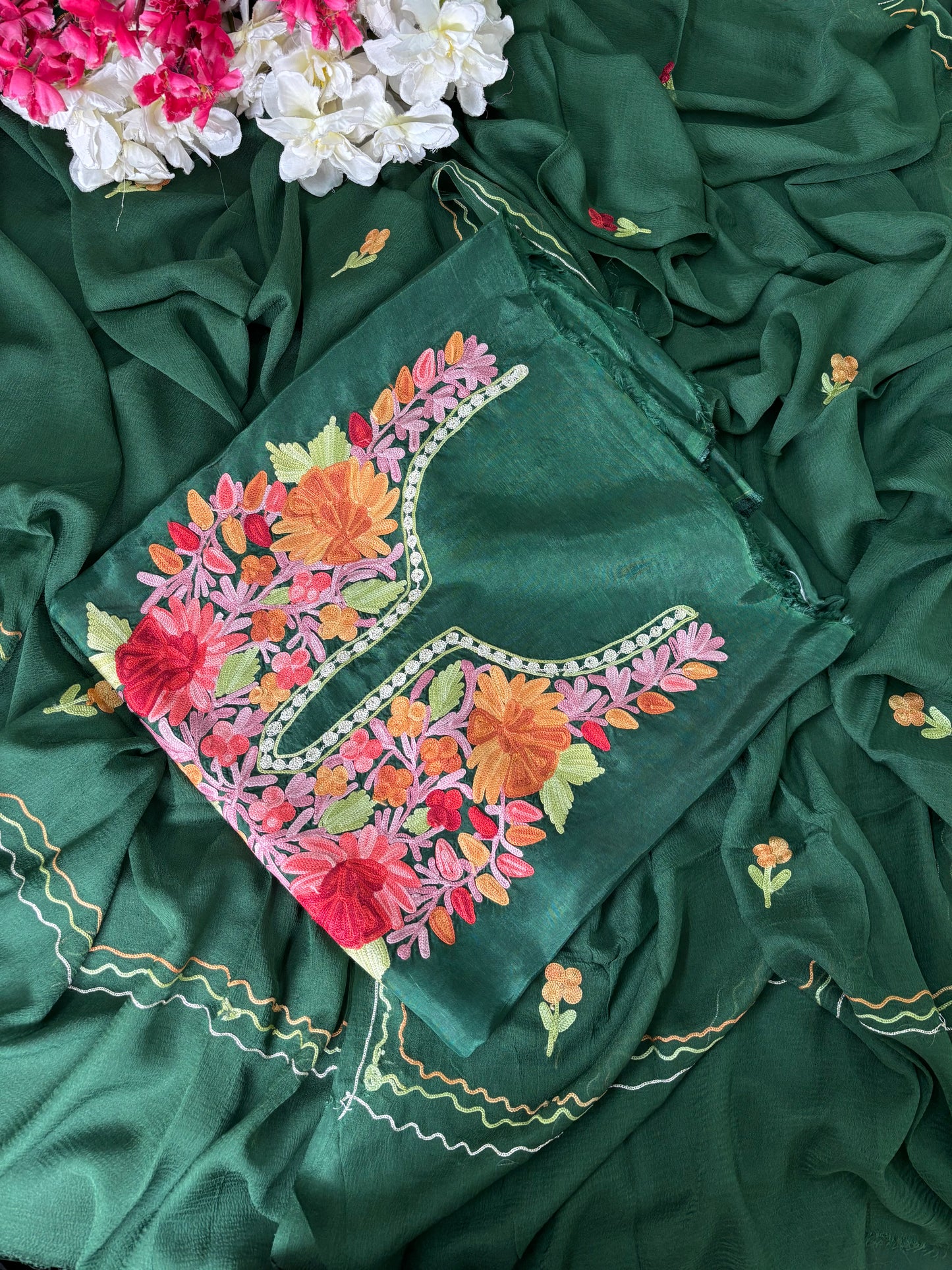 Bottle Green Opada Silk Kashmiri Suit