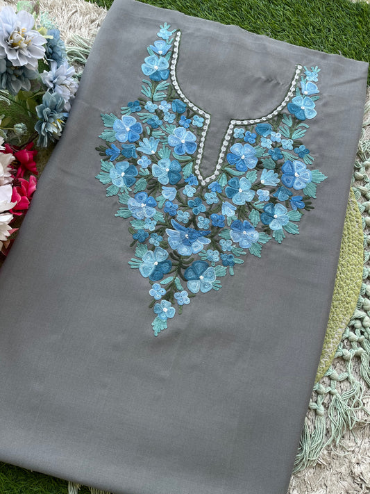 Grey Cotton Cord Set (Aari Embroidered)