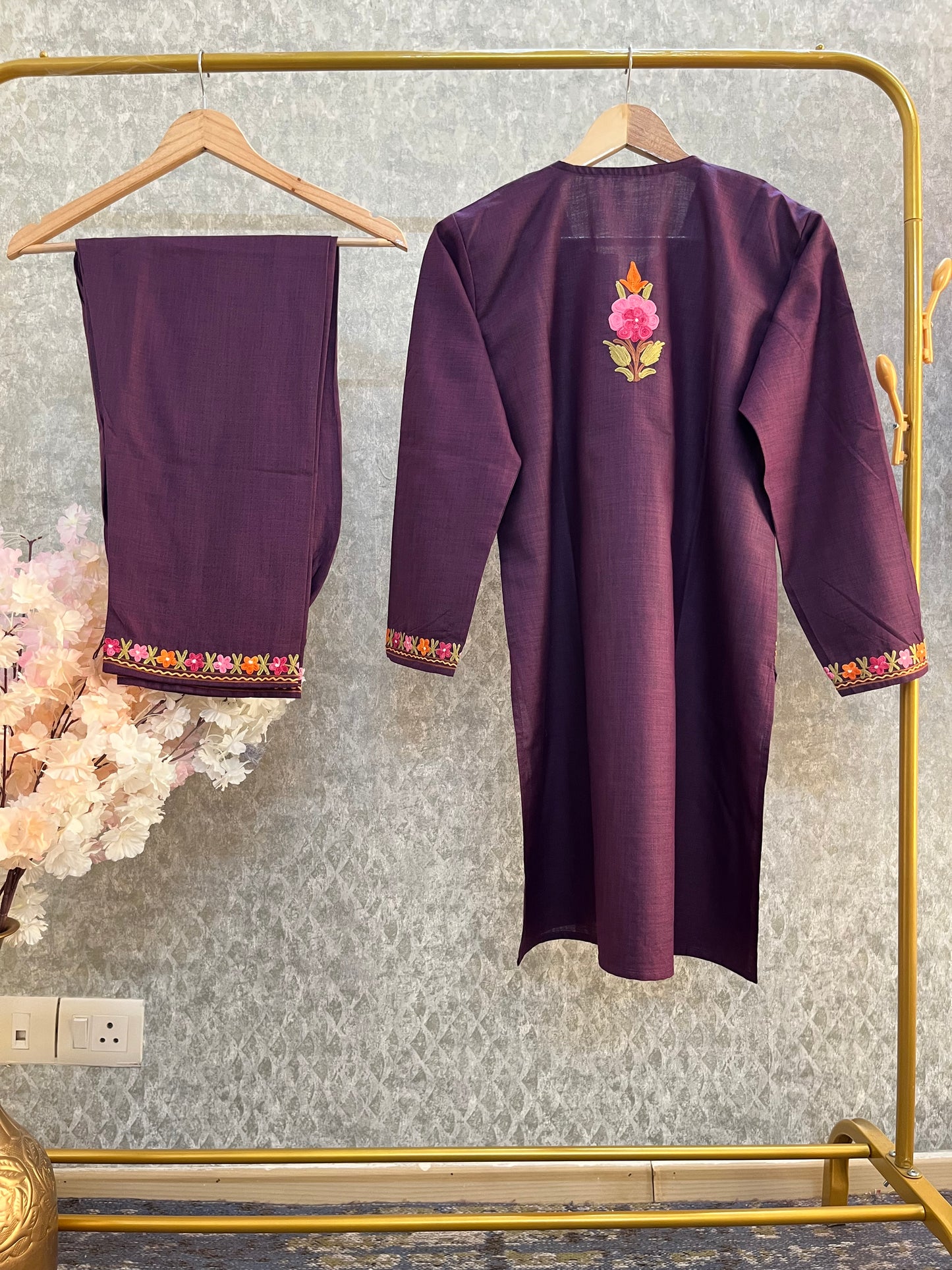 Soft Purple Cotton Stitched Co-ord Set (40)