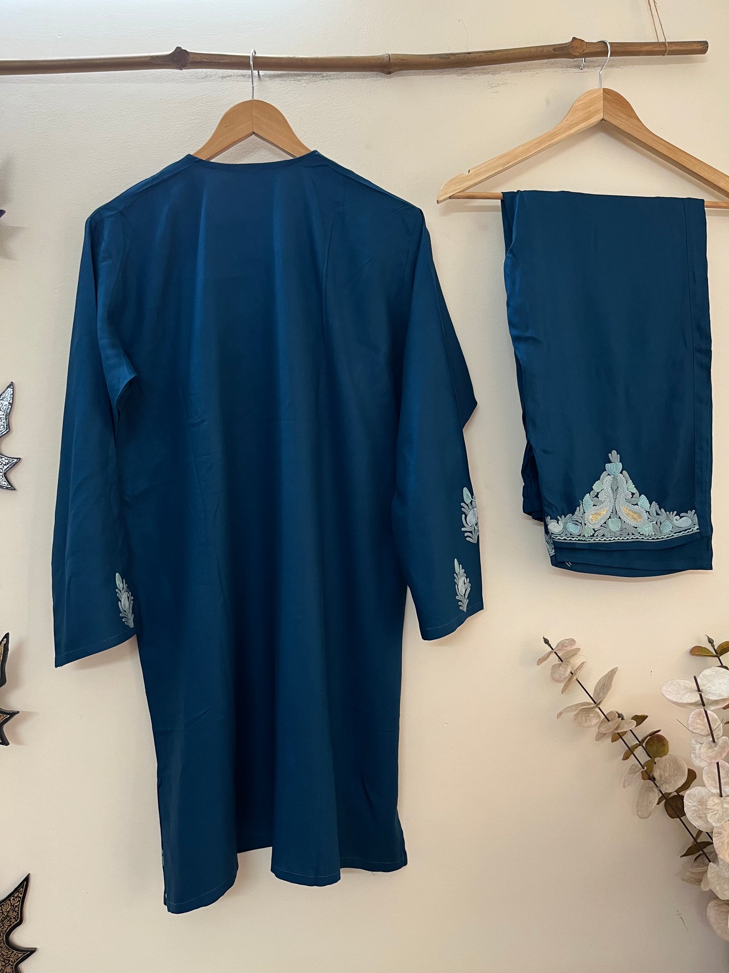 Teal Blue Cotton Cord Set (Free Size/ XL)