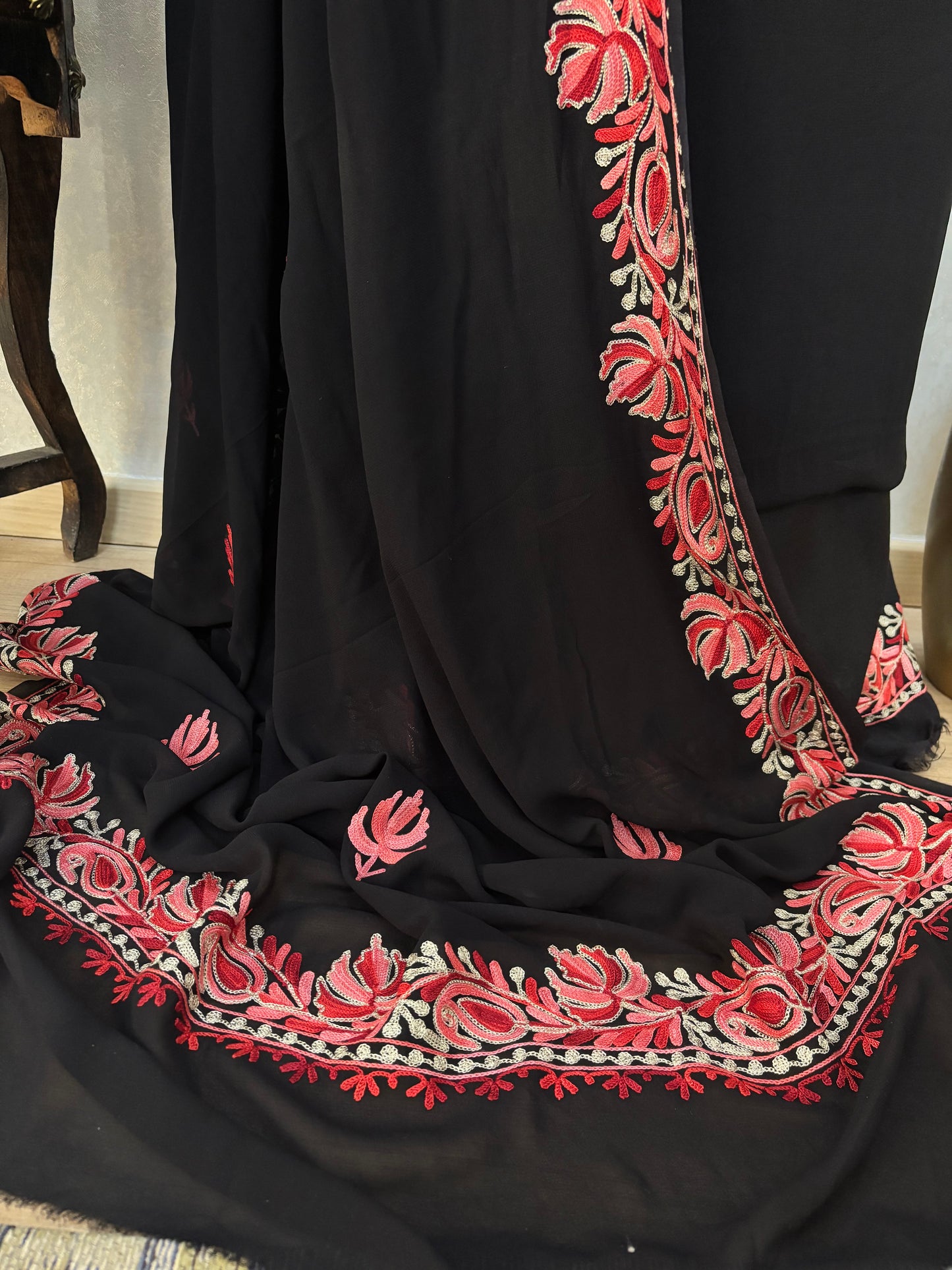 Black Pure Georgette Kashmiri Suit