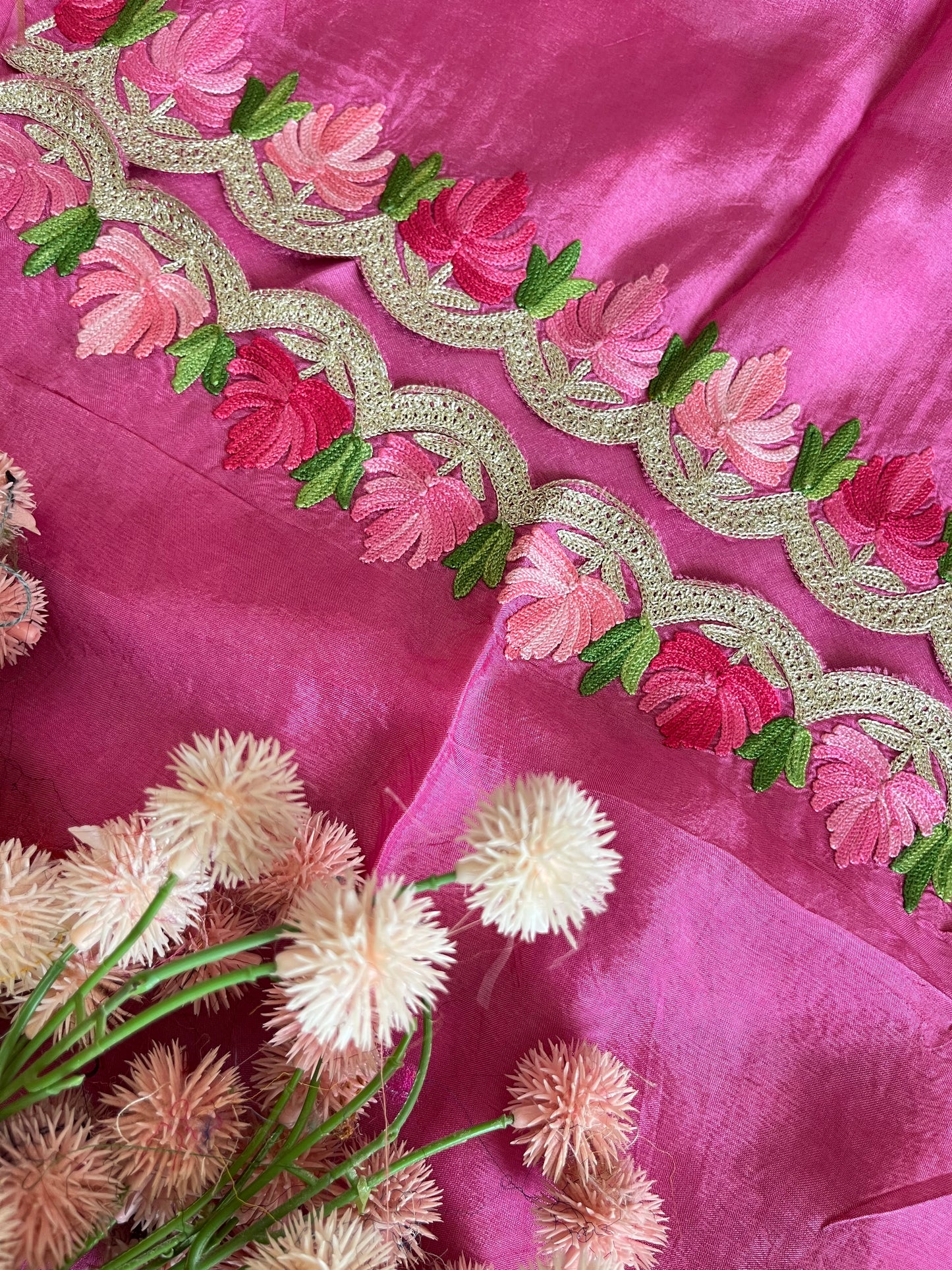 Sanam’ Mauve Silk Aari Embroidered Suit material