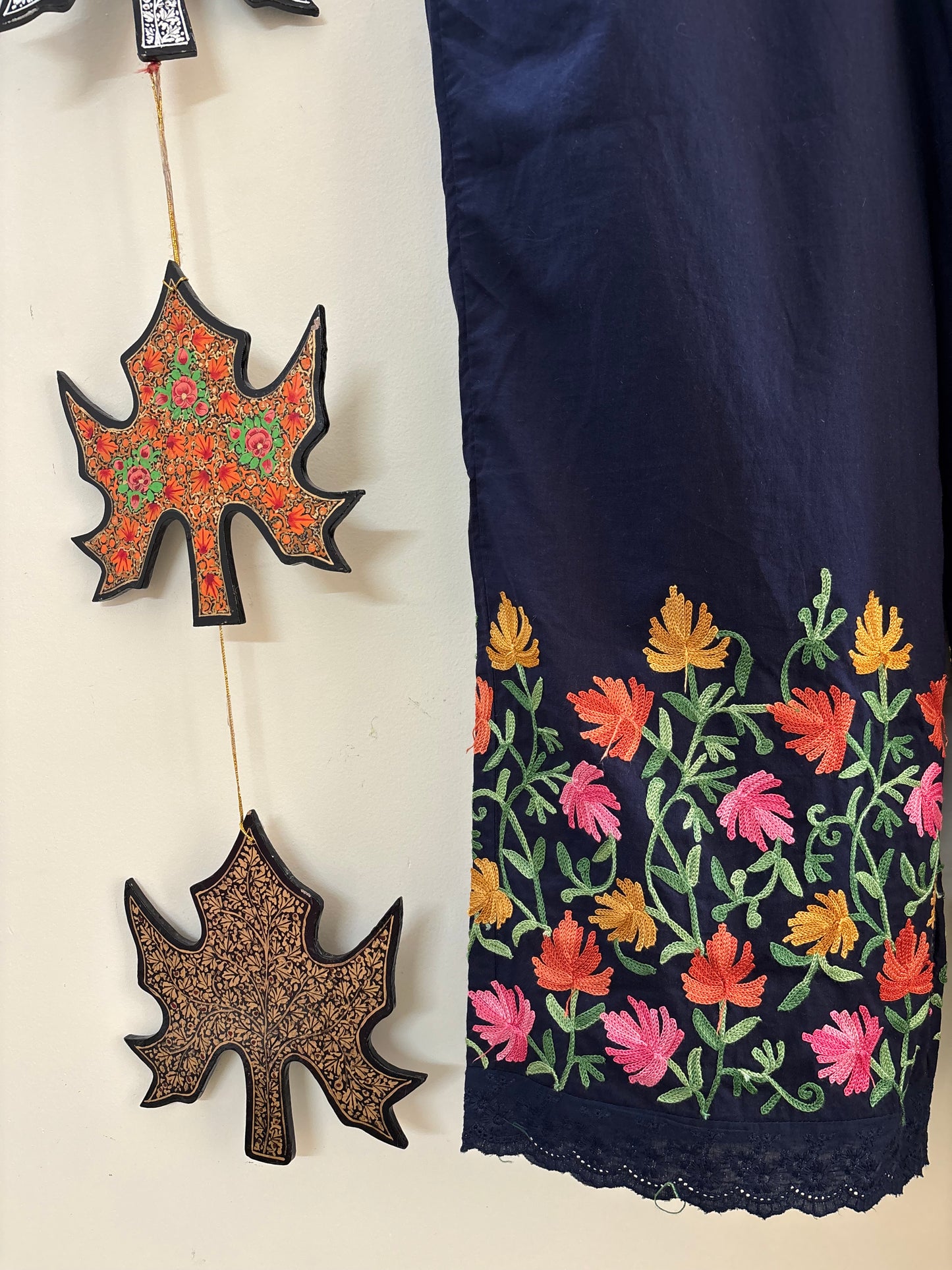Women Navy Blue Hem Design Straight Aari Embroidered Palazzos ‘S’