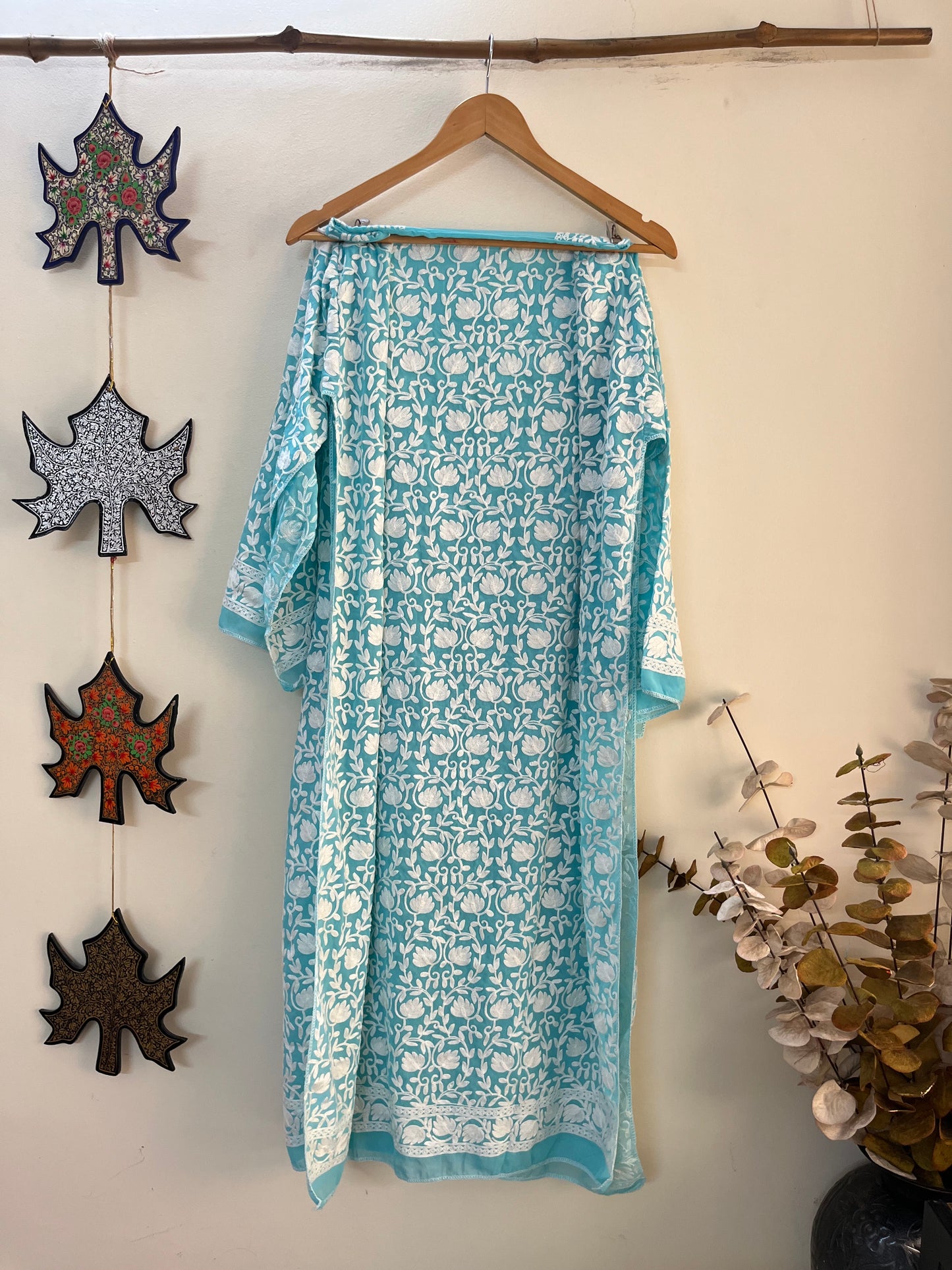 Georgette Front Back Jaal Kashmiri Semi Stitched Kurta