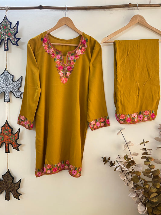 Mustard Cotton Cord Set (Free Size/ XL)