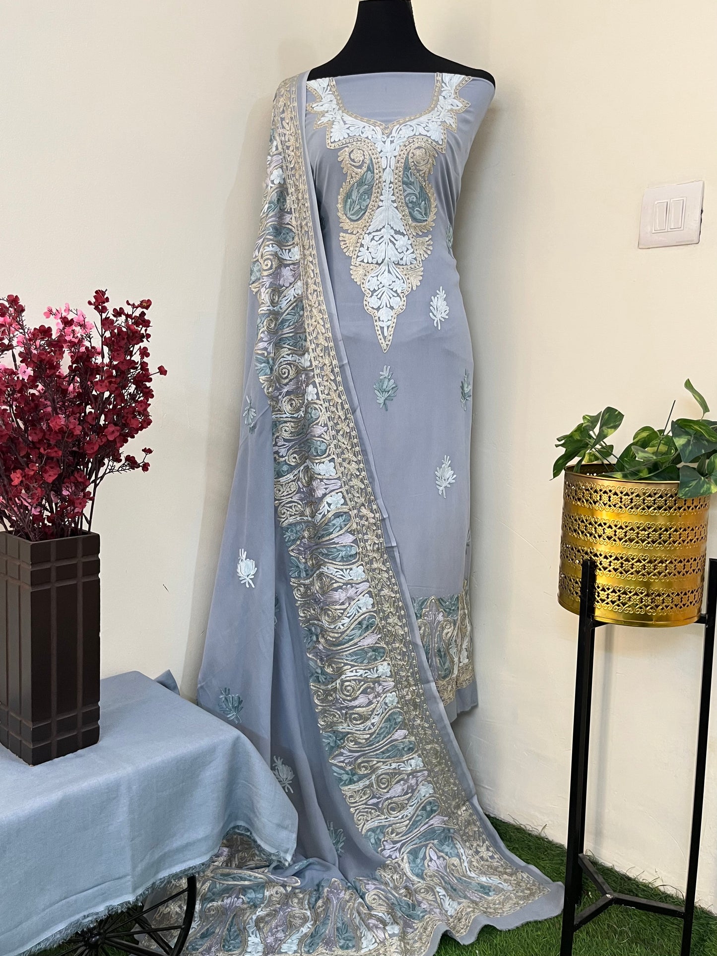 Georgette 3 Pc Aari Embroidered Suit