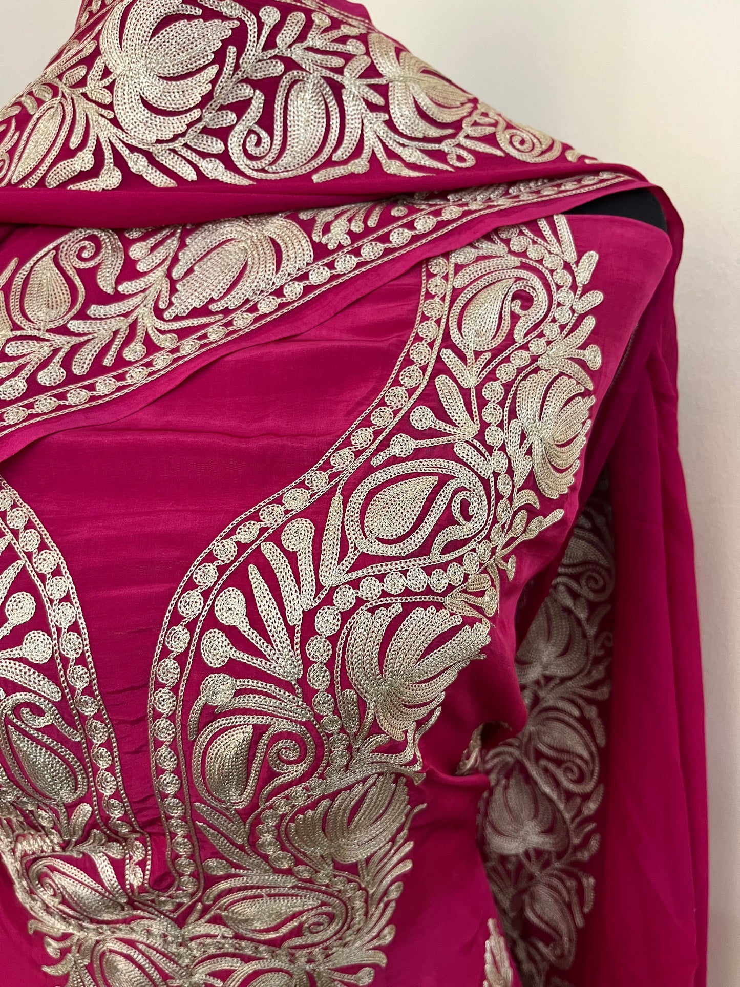 ‘Kalaa’ Hot Pink Crape Kashmiri Suit