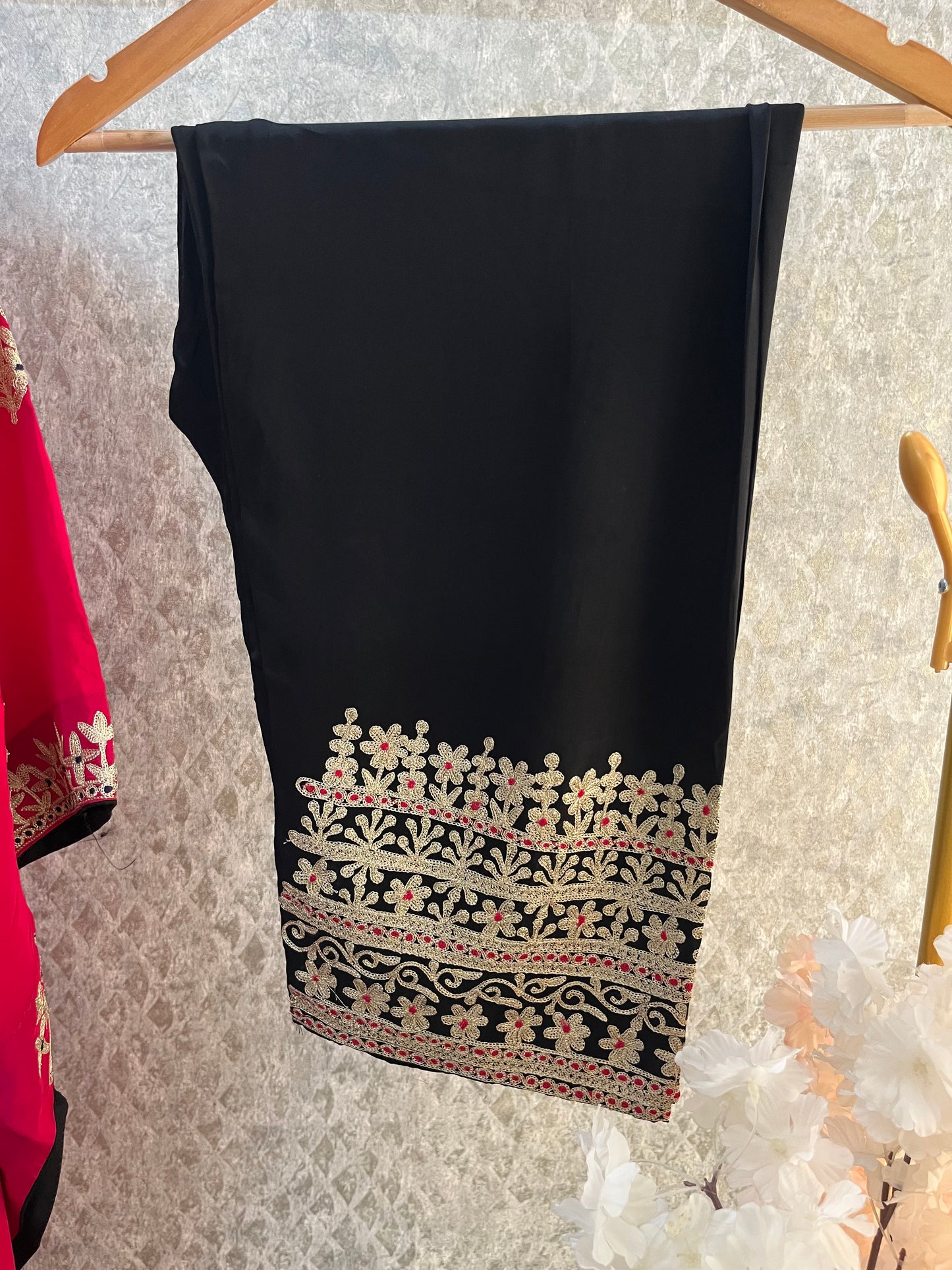 Hot Pink Crape Kashmiri Kaftan Set (44)
