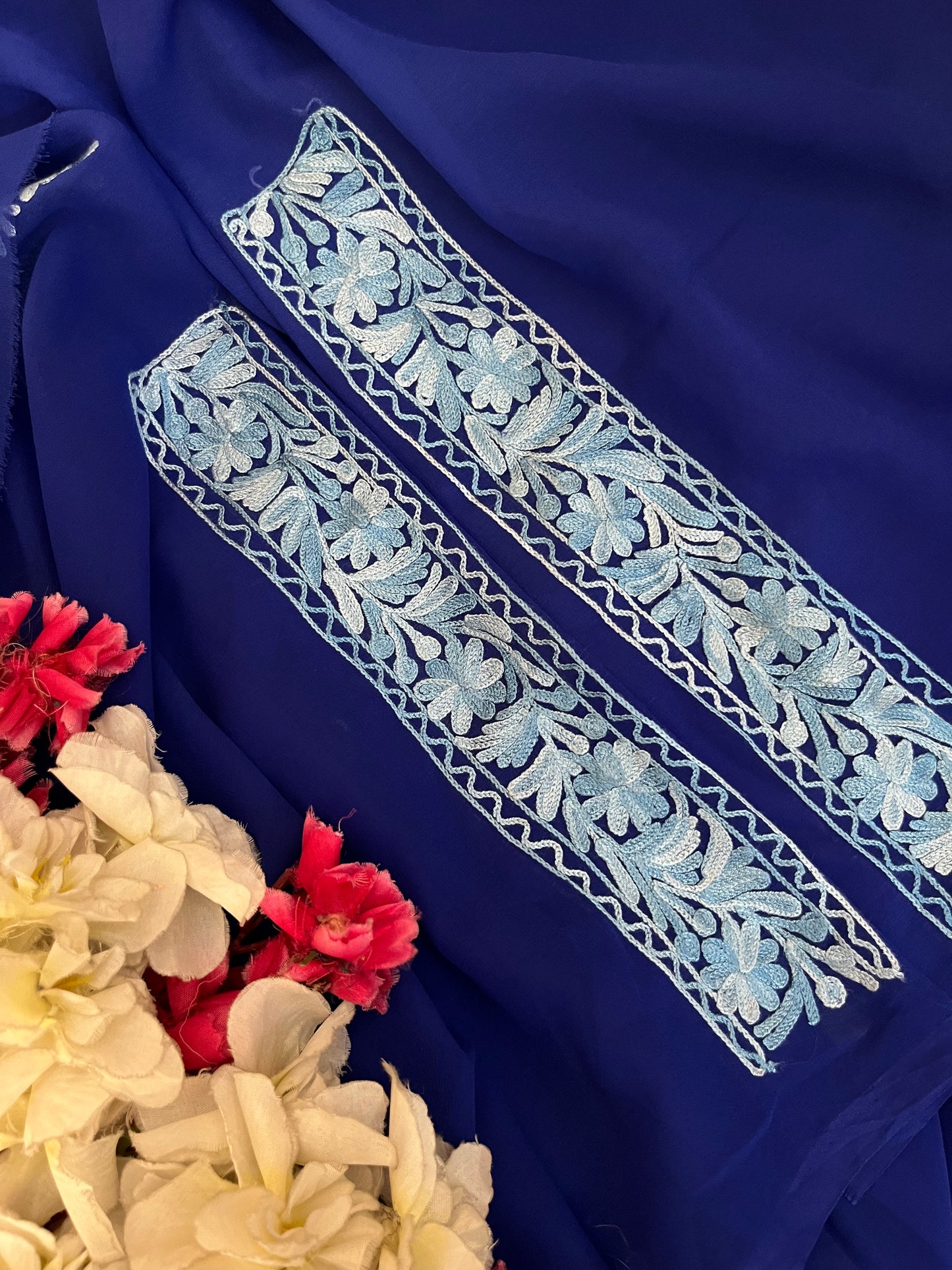 Electric Blue Georgette Kashmiri Suit