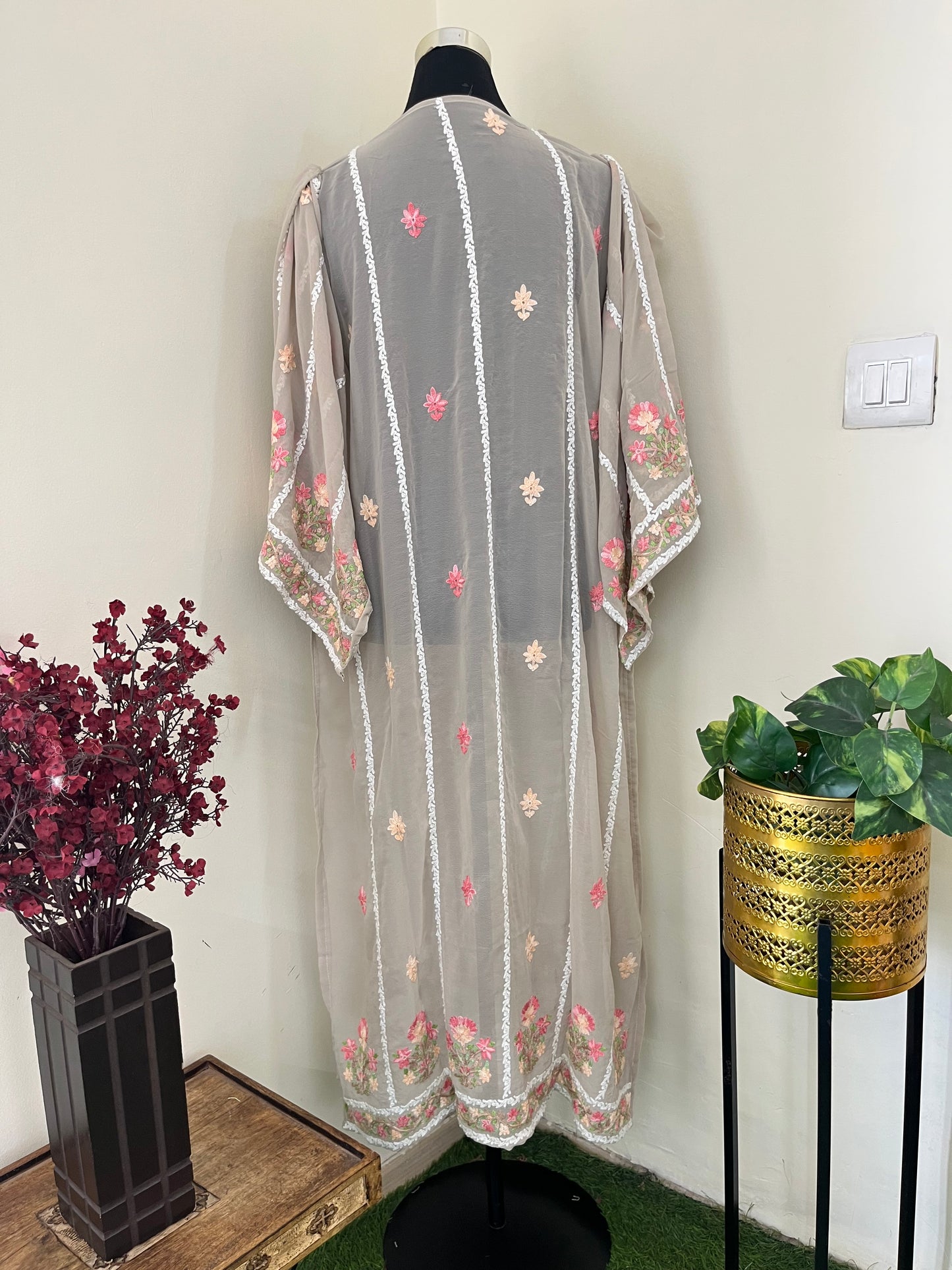 Moose Georgette All over Work Aari Embroidered Unstitched Kurta
