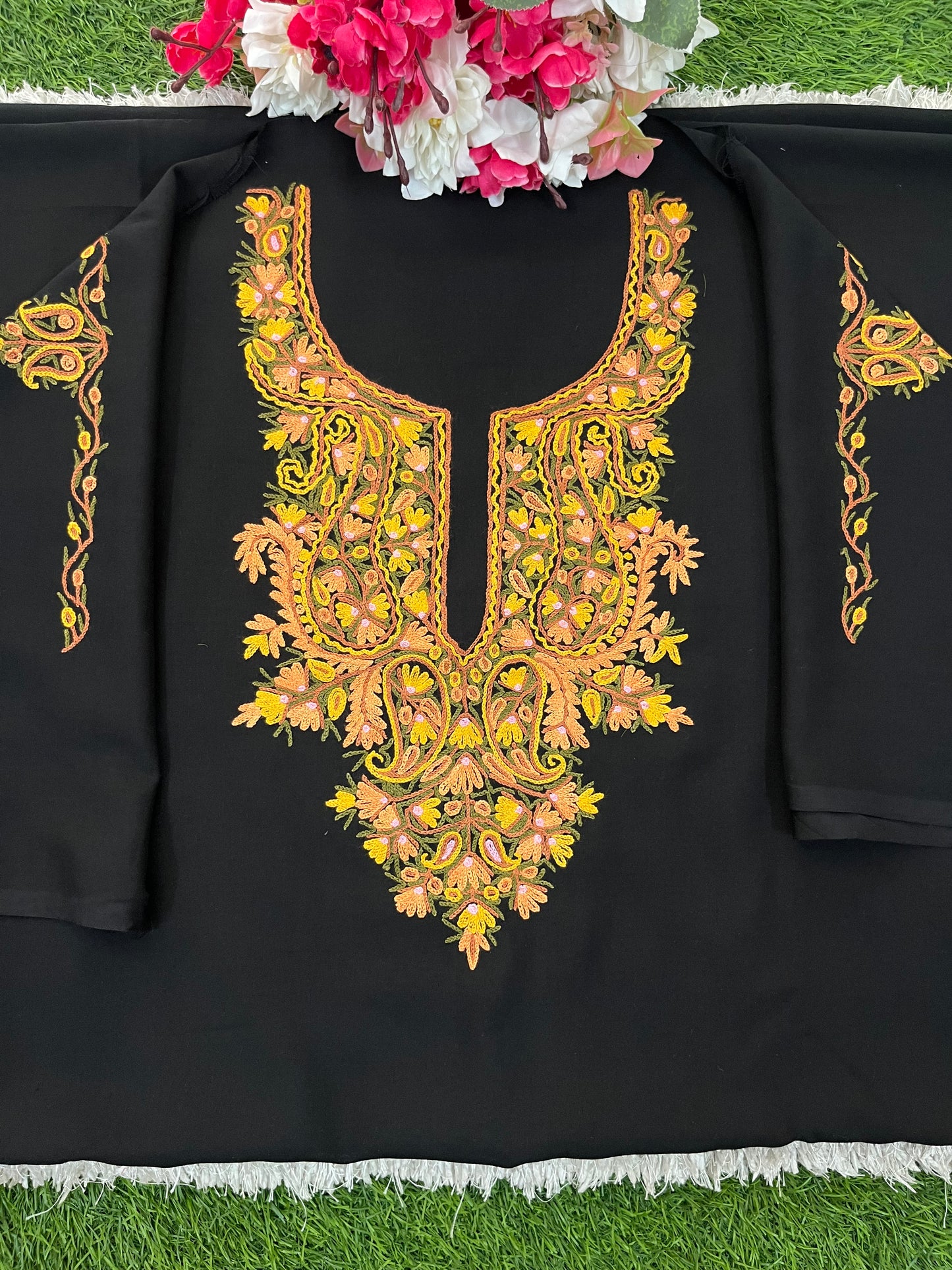 Black Cotton Cord Set (Hand Embroidered)