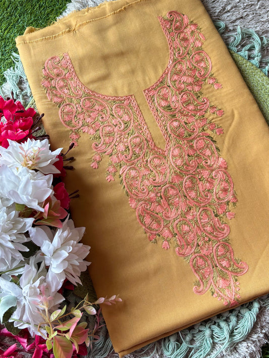 Beige Cotton Cord Set (Hand Embroidered)