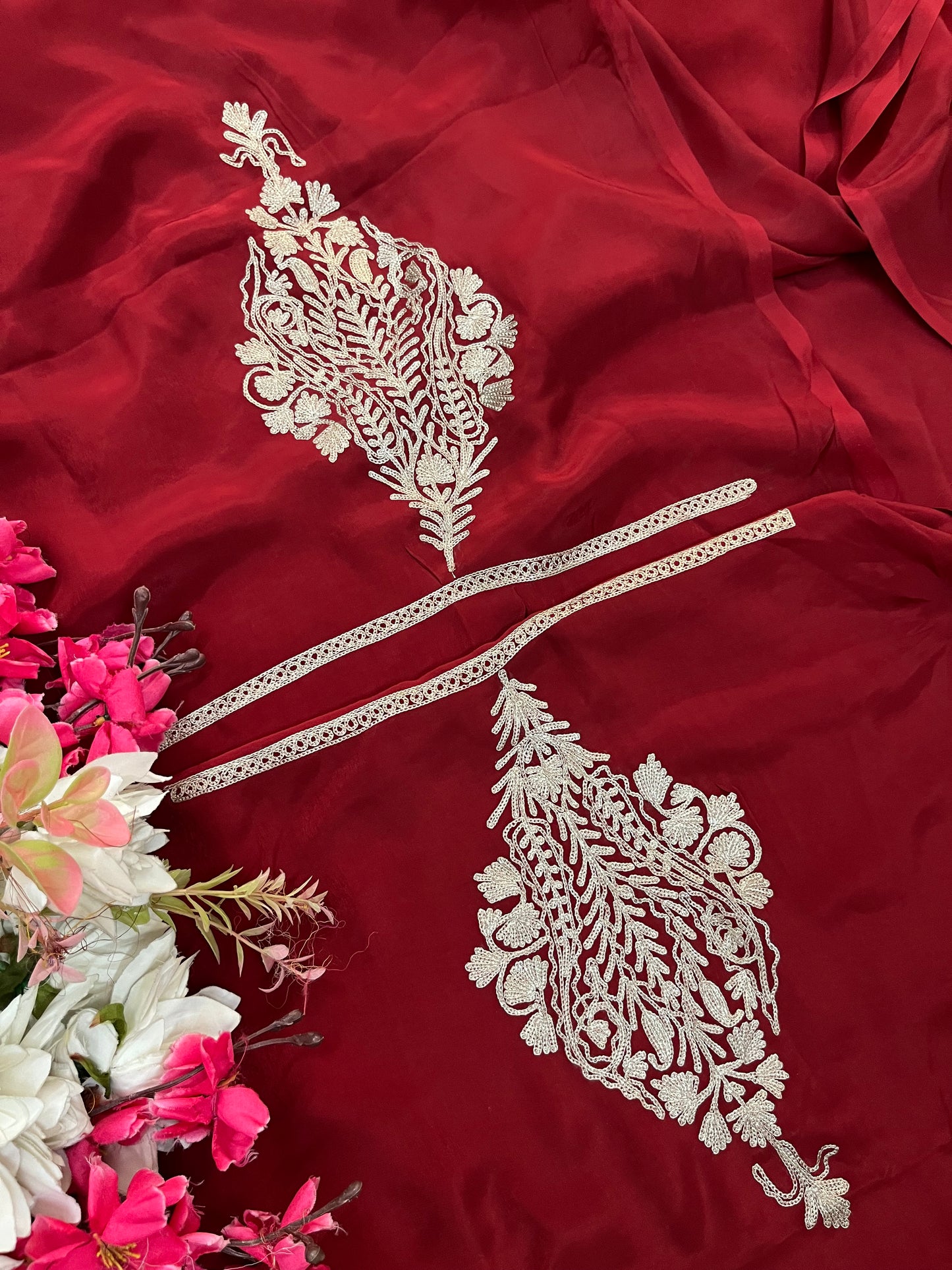 Maroon Pure Chinon 3 Pc Heavy Kashmiri Suit