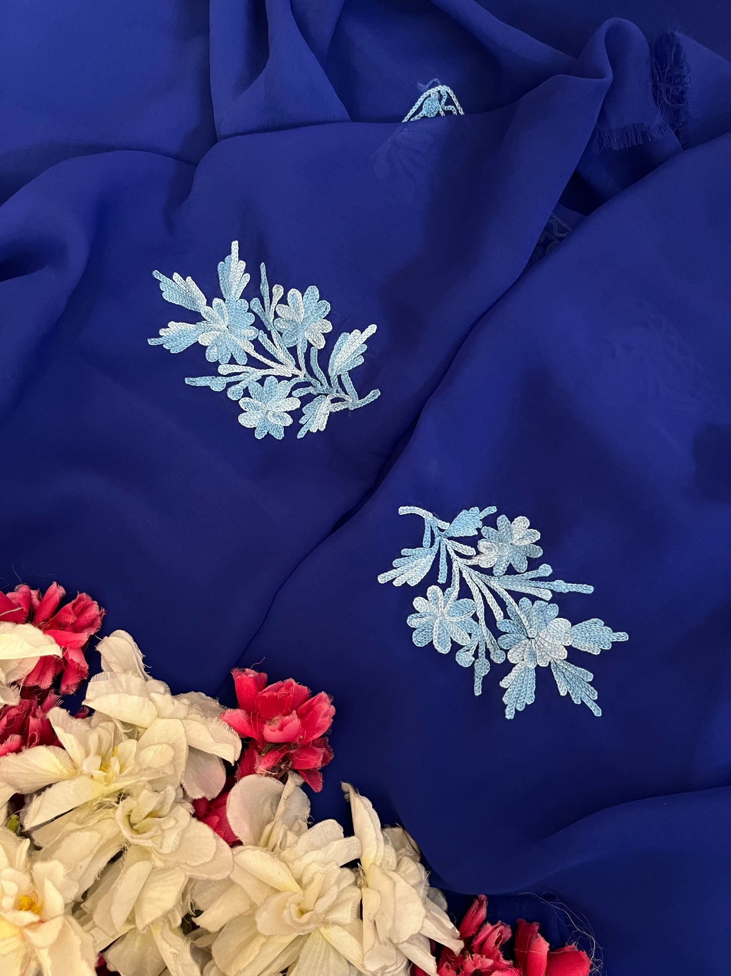 Electric Blue Georgette Kashmiri Suit