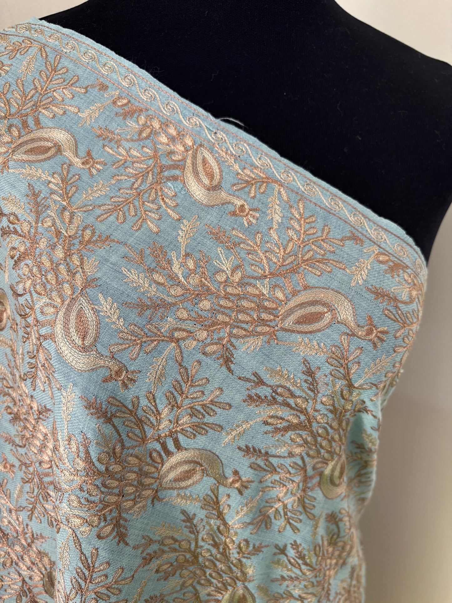 Aqua Mor Kashmiri Semi Pashmina Stole