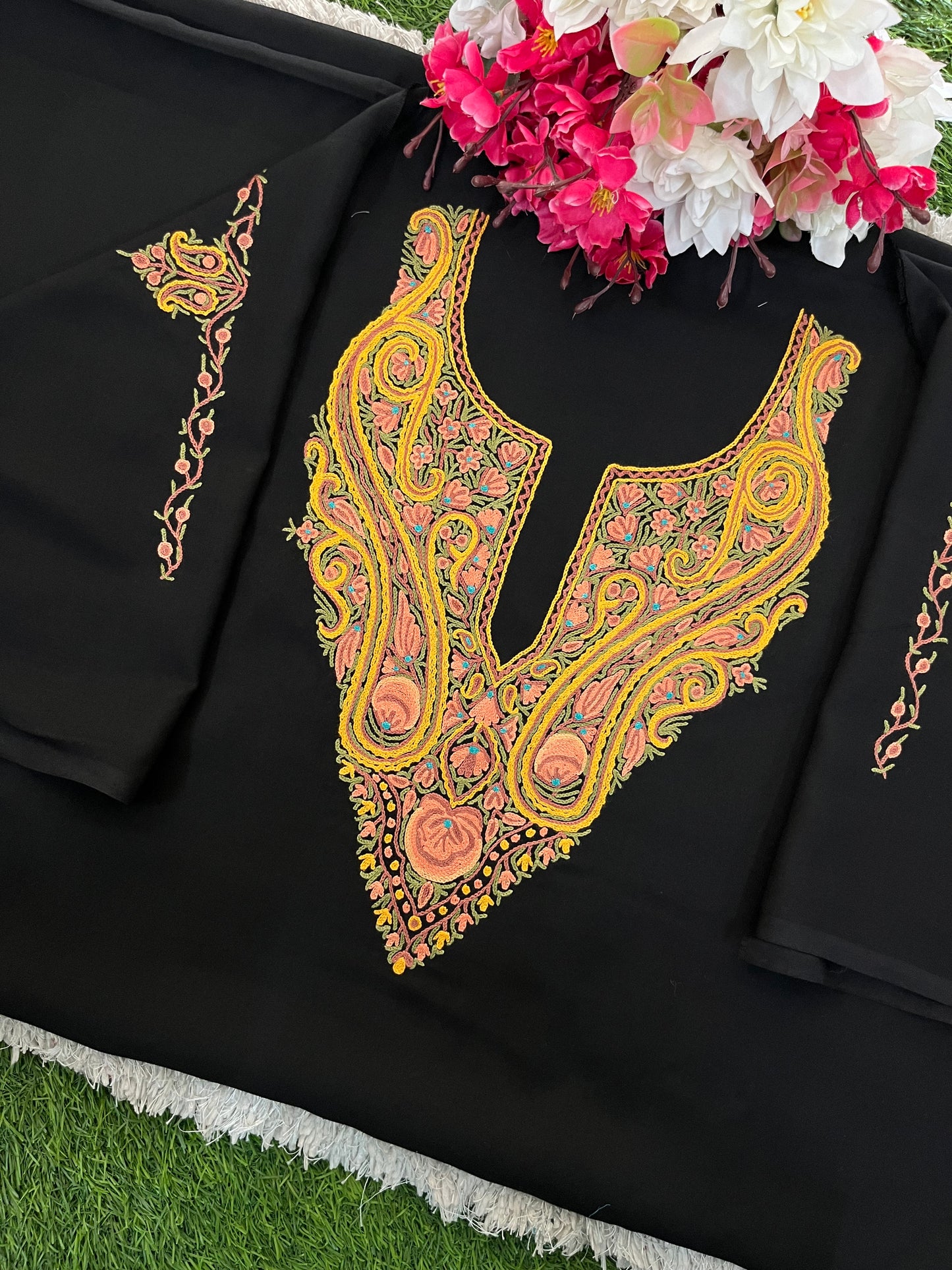 Black Cotton Cord Set (Hand Embroidered)