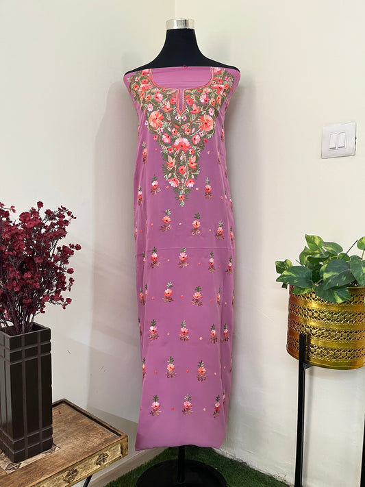 Mauve Georgette Kashmiri Kurta Material
