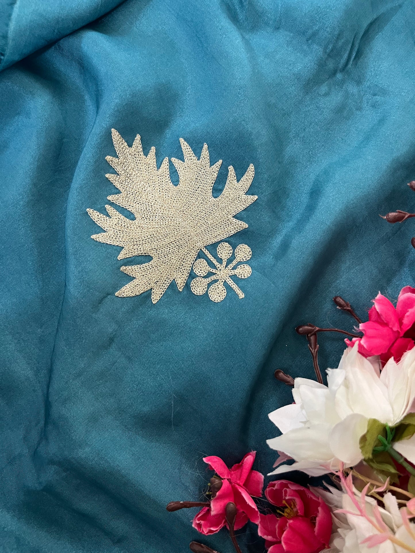 Teal Blue Sanam’ Tilla Kashmiri Silk Suit