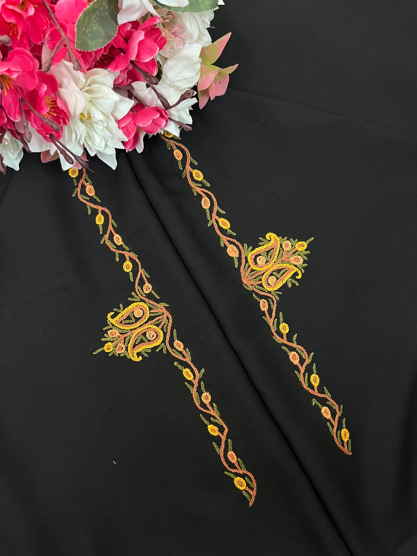 Black Cotton Cord Set (Hand Embroidered)