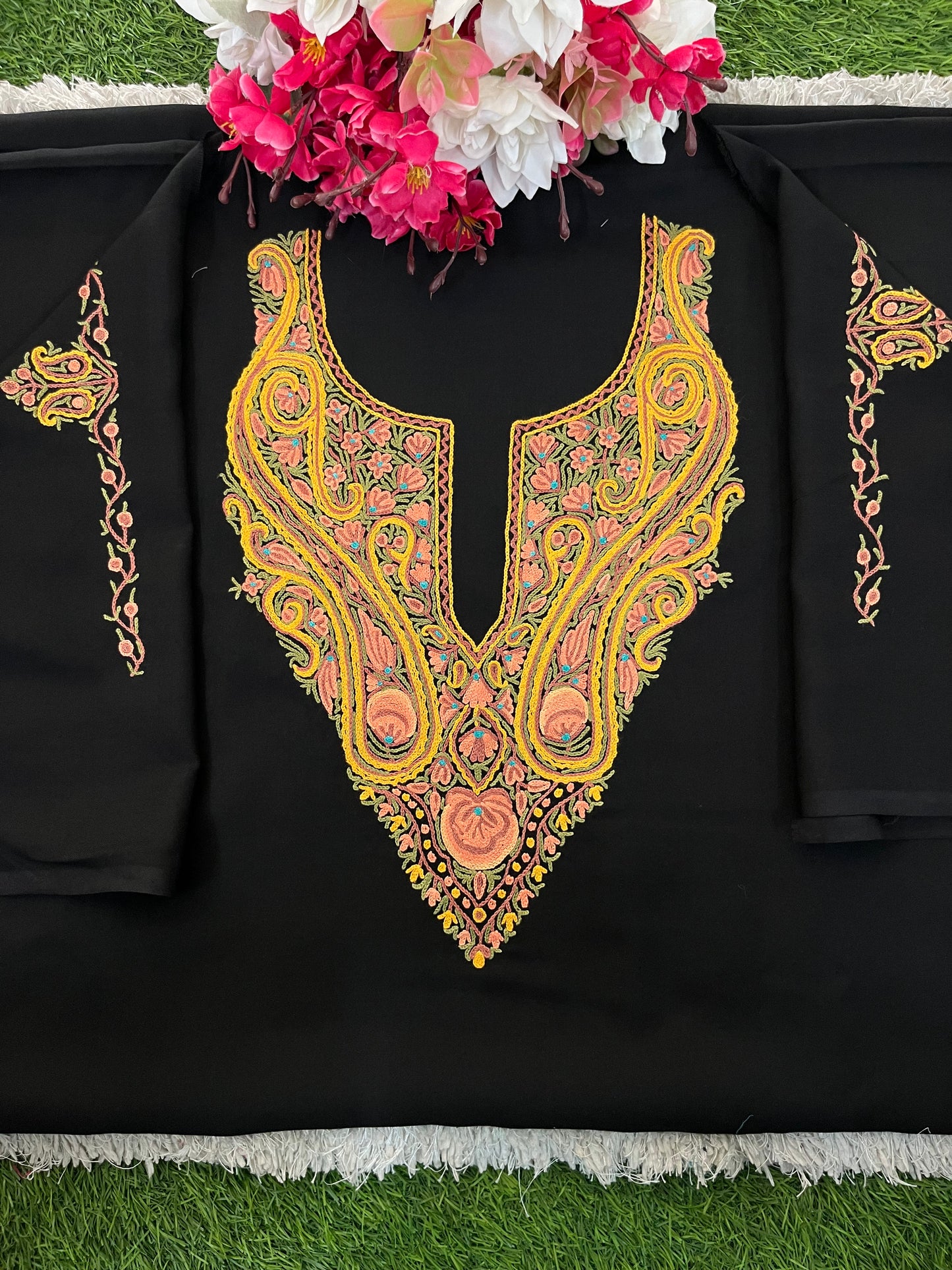Black Cotton Cord Set (Hand Embroidered)