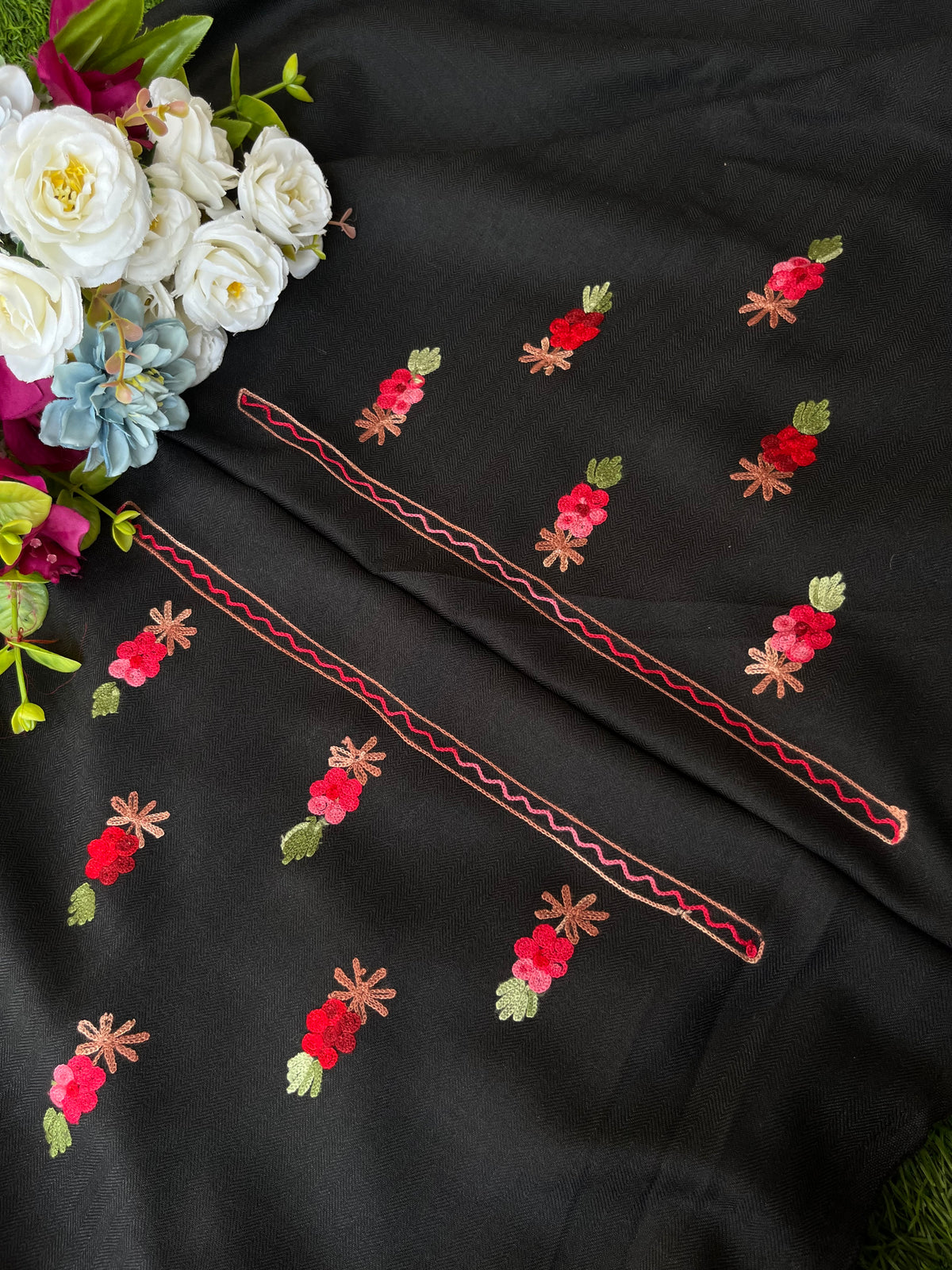Black Woollen Aari Embroidered 3pc suit